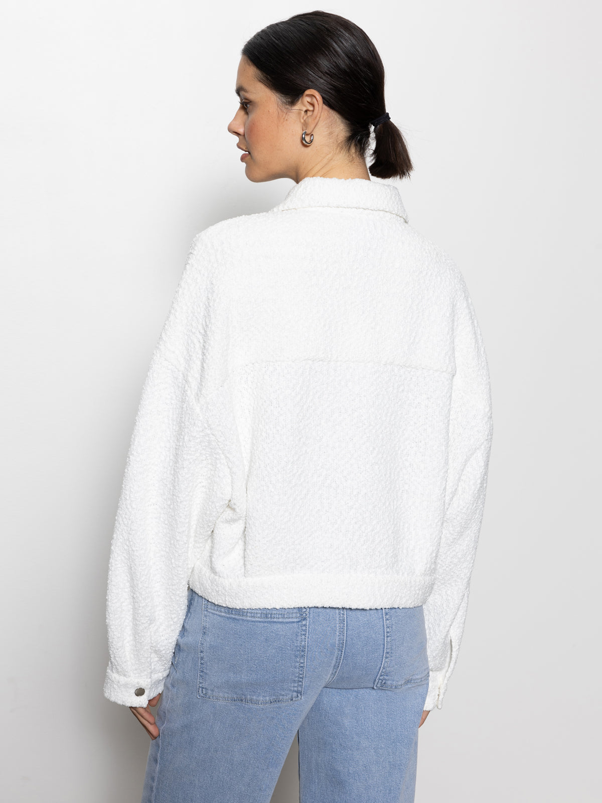 Stylish Trimmer Knit Shacket in Chalk - Perfect for Layering in Fall & Winter | Cozy Outerwear for Women