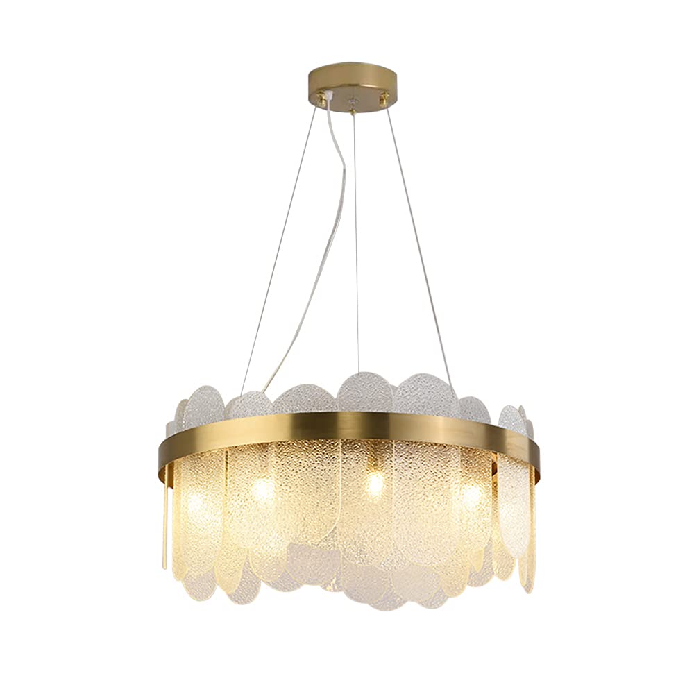 Modern Round Chandelier - 12-Light Contemporary Luxury Glass Pendant Ceiling Light Fixture 31.5 Inch Gold - Elegant Lighting for Living Room, Bedroom, Dining Room & Kitchen Island | Perfect for Home Decor, Dinner Parties & Romantic Ambiance