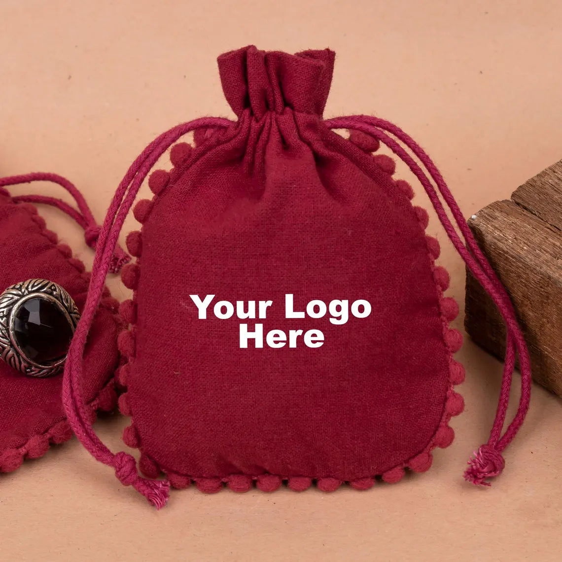 Luxury Deep Burgundy Designer Pouch with Plush Pom Poms - Handmade Clutch Bag for Women | Perfect for Parties, Weddings & Evening Events