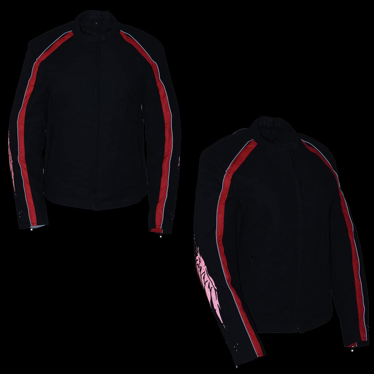 Milwaukee Leather SH1954 Women's Black Textile Motorcycle Jacket with Stud & Wings Detailing - Stylish Biker Jacket for Riding & Casual Wear