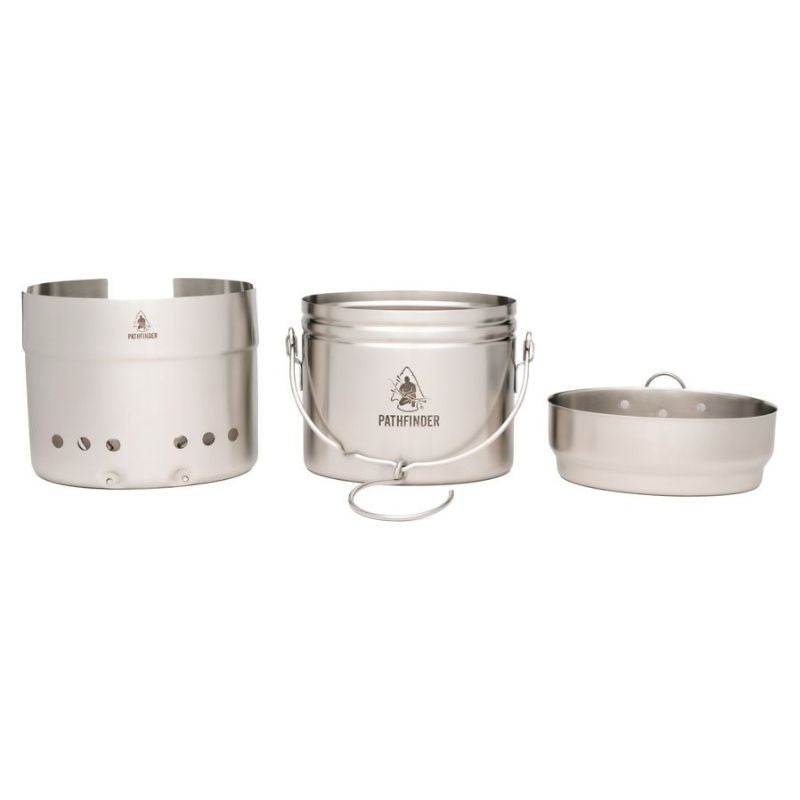 Pathfinder M40 Camping Cook Set - Lightweight Stainless Steel Pot & Pan Combo for Backpacking, Hiking & Outdoor Cooking
