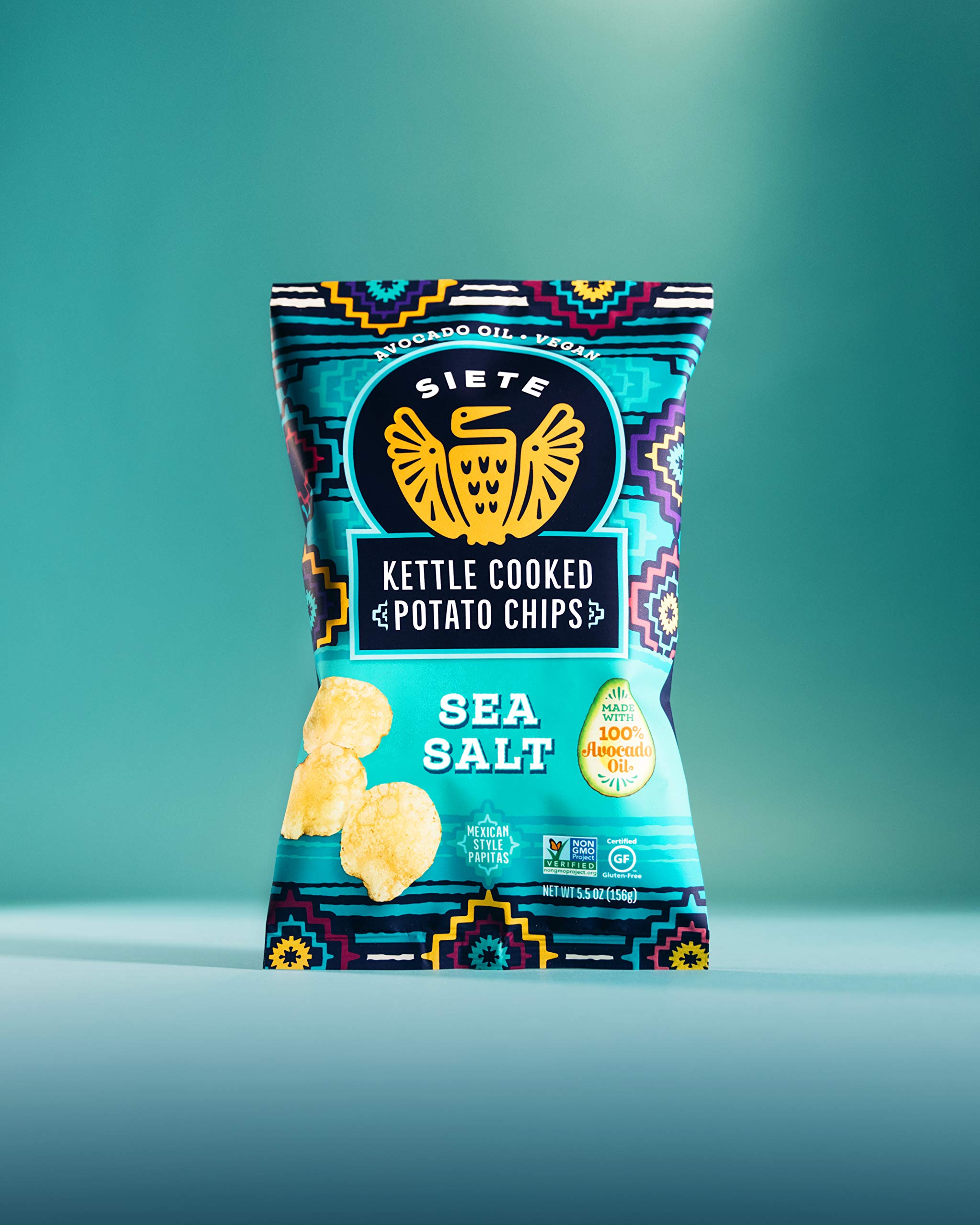Siete Grain Free Potato Chips - Kettle Cooked, Gluten Free, Vegan, Non GMO Snacks with Sea Salt (Pack of 6) | Healthy Crunchy Snack for Parties, Road Trips & Keto Diet