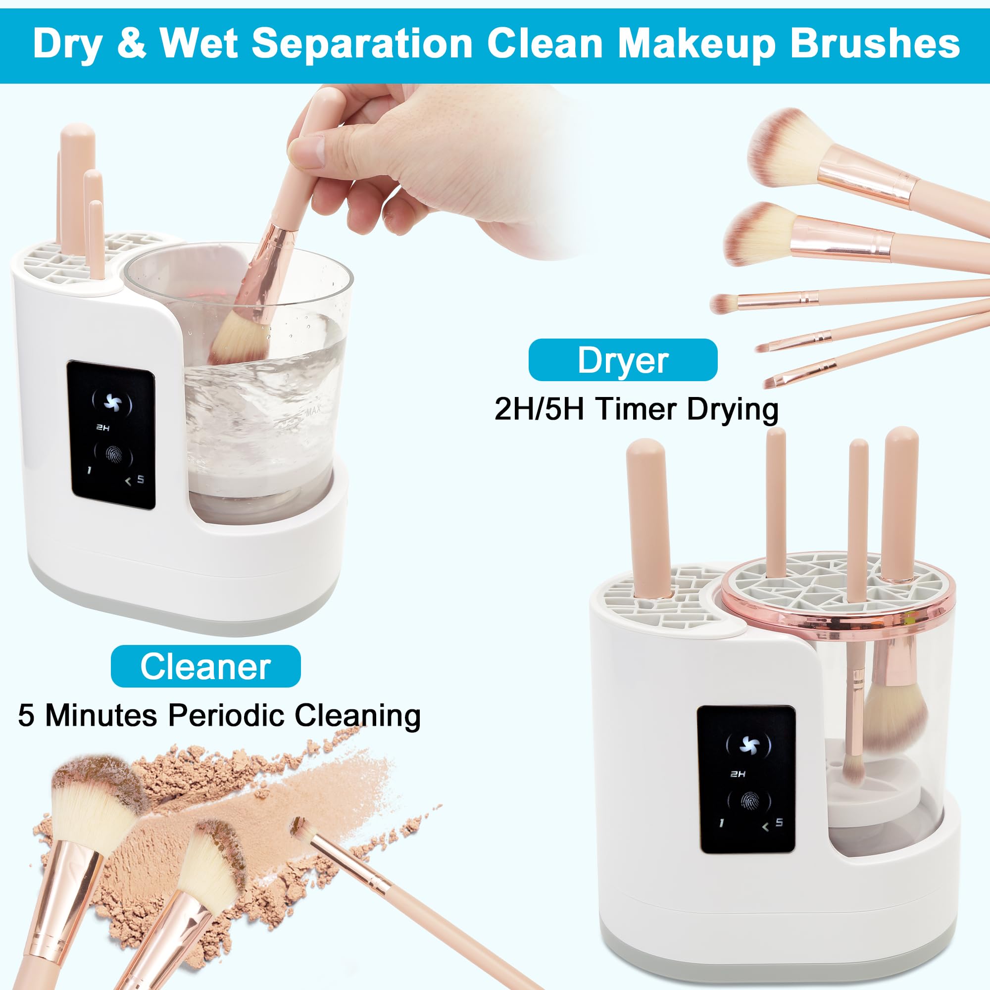 Electric Makeup Brush Cleaner Machine - Automatic Cosmetic Brush Cleaner with Timer & Dryer for Makeup Brushes & Sponges | Perfect for Home & Professional Salon Use
