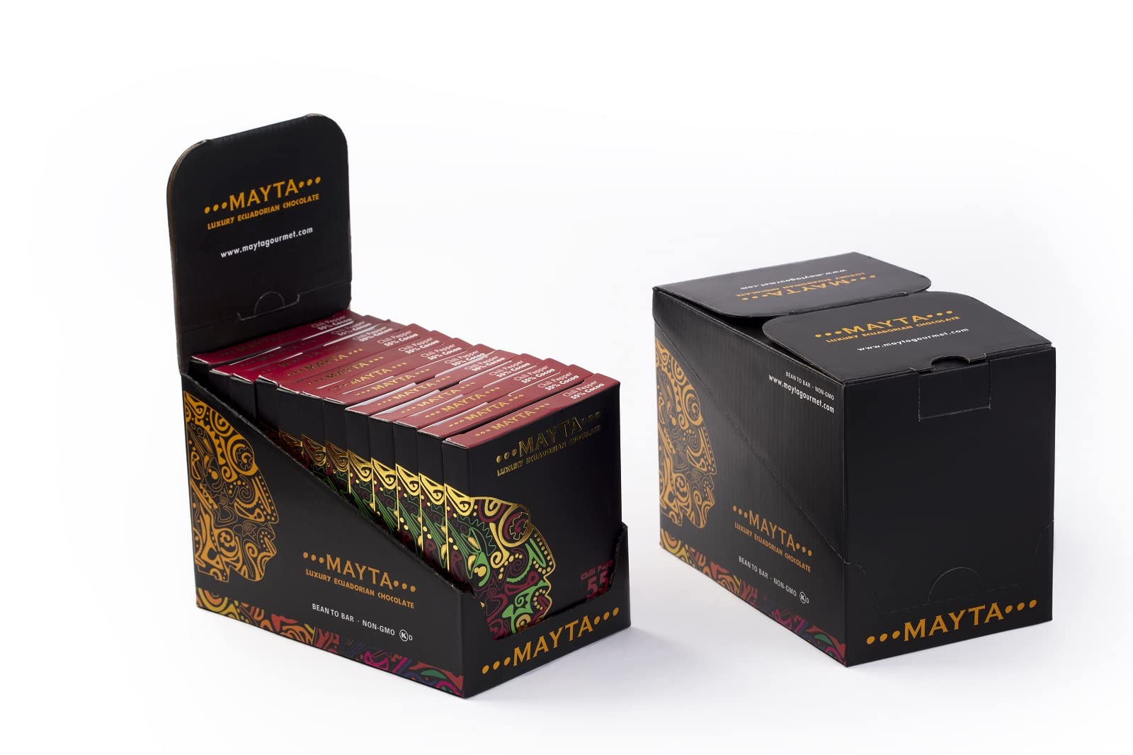 Mayta Gourmet Dark Chocolate Bars 55% Cacao with Chili & Exotic Fruits - Premium Ecuadorian Fine Aroma Cocoa - 12 Pack (50g Each, 600g Total) - Perfect for Gifts, Desserts & Gourmet Snacking
