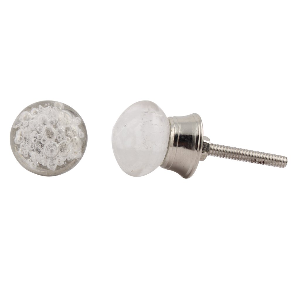 IndianShelf 16 Pack Clear Glass Bubble Drawer Knobs - Decorative Cabinet Hardware for Kitchen, Dresser & Furniture - Luxury Handcrafted Pulls for Home Décor & DIY Projects