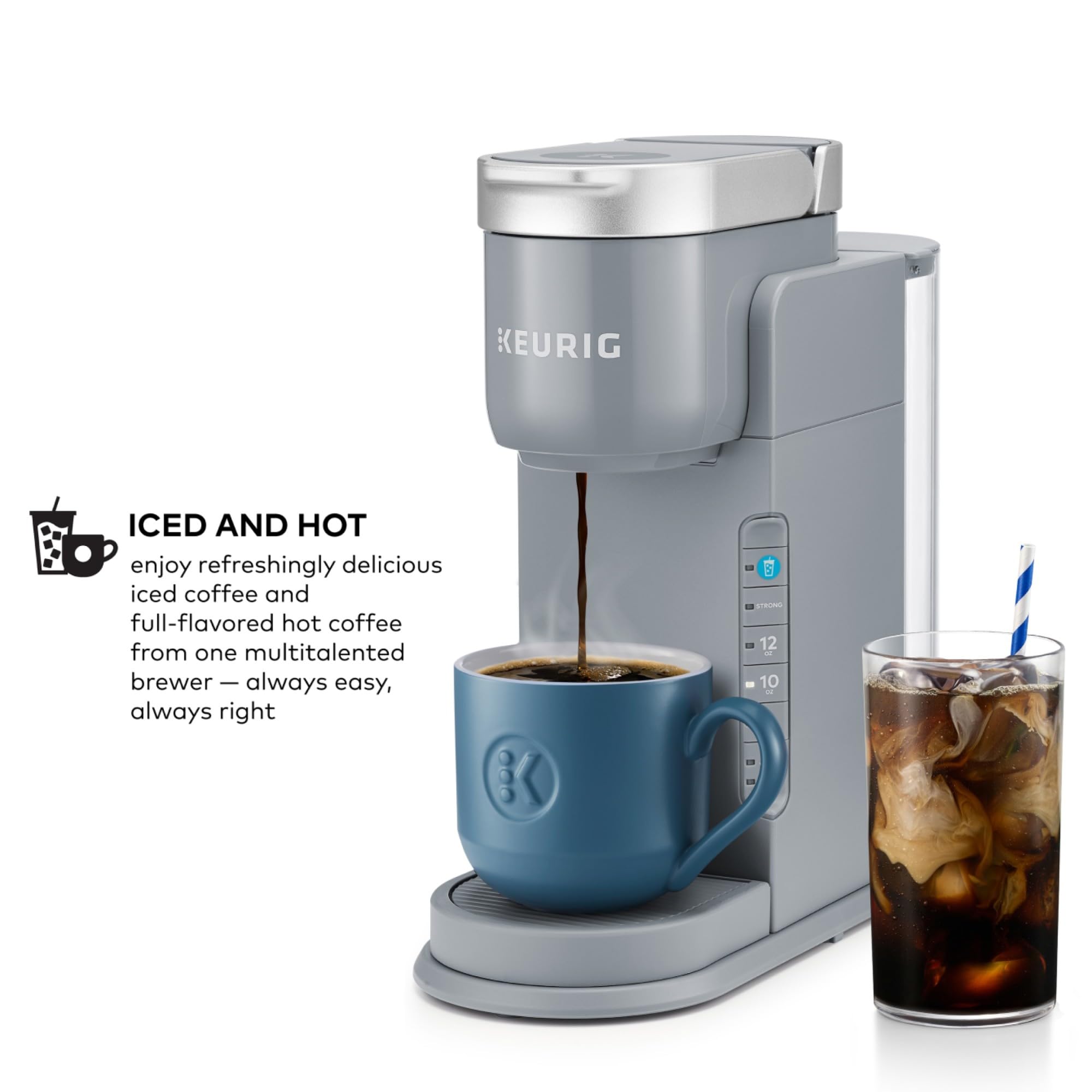 Keurig K-Iced Single Serve Coffee Maker - Brew Hot & Iced Coffee with Any K-Cup Pod, Compact Gray Iced Coffee Machine for Home, Office & Outdoor Use
