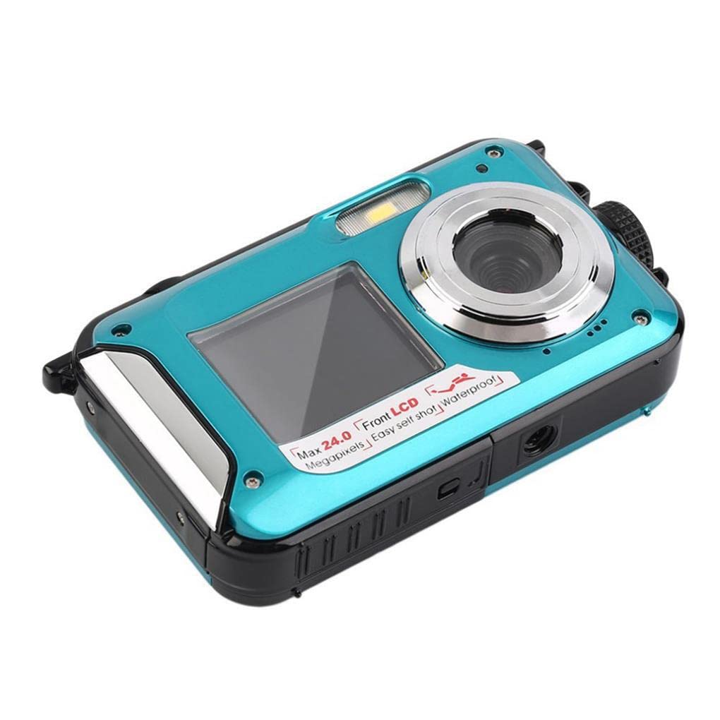 **24MP Waterproof Digital Camera with Dual Screen & 16X Zoom - 2.7 Inch HD Underwater Camera, USB Rechargeable, Includes Carry Bag (UK/US Plug) - Perfect for Snorkeling, Travel & Outdoor Adventures**