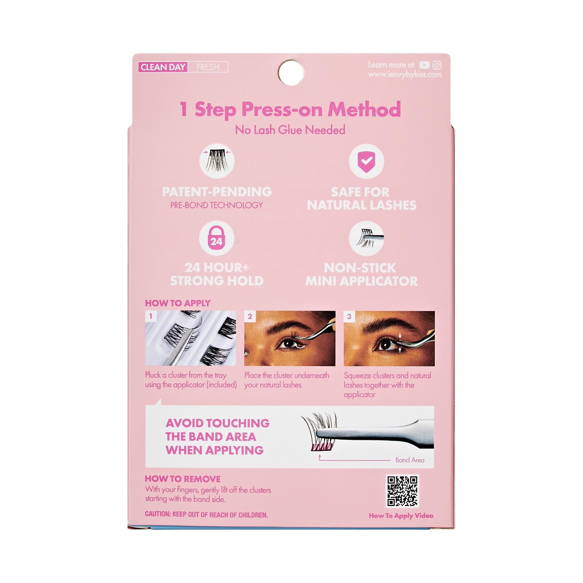 i-ENVY Press&Go Self-Adhesive Eyelash Clusters with Applicator Kit - No Glue False Lashes, Easy 1-Step Application, Damage-Free & No Residue (Clean Day Fresh) - Perfect for Daily Wear, Parties & Special Occasions