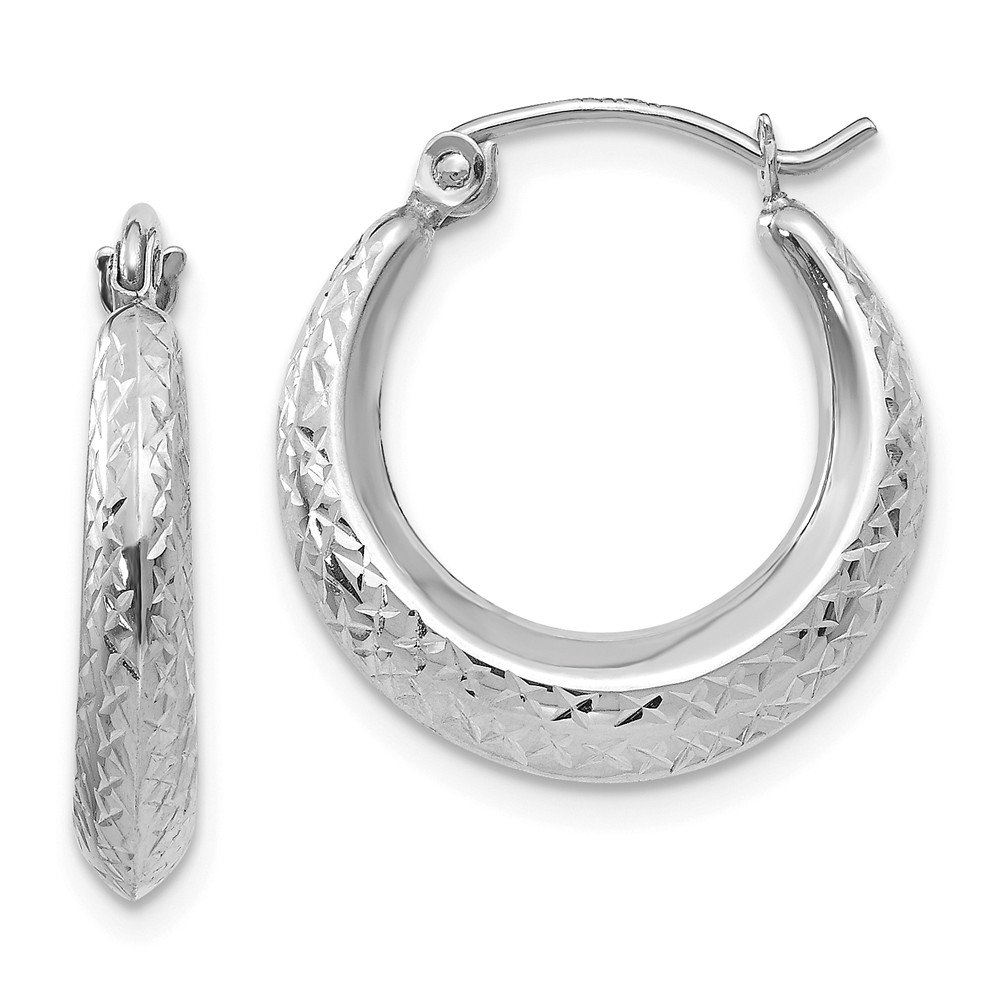14K White Gold Madi K Textured Hollow Hoop Earrings for Women - Elegant Dainty Jewelry for Everyday Wear, Date Night & Special Occasions | Jewels By Lux