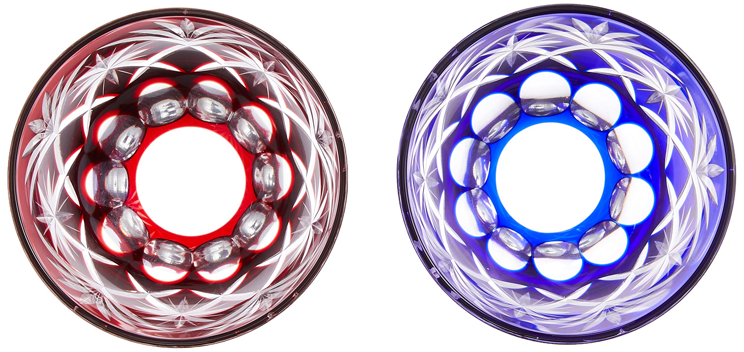 Tajimaglas TG98-203-2 Edo Kiriko Star Kiriko Glass Sake Cups (Guinomi) - Traditional Japanese Handcrafted Sake Set for Home Bar, Gift & Japanese Culture Enthusiasts