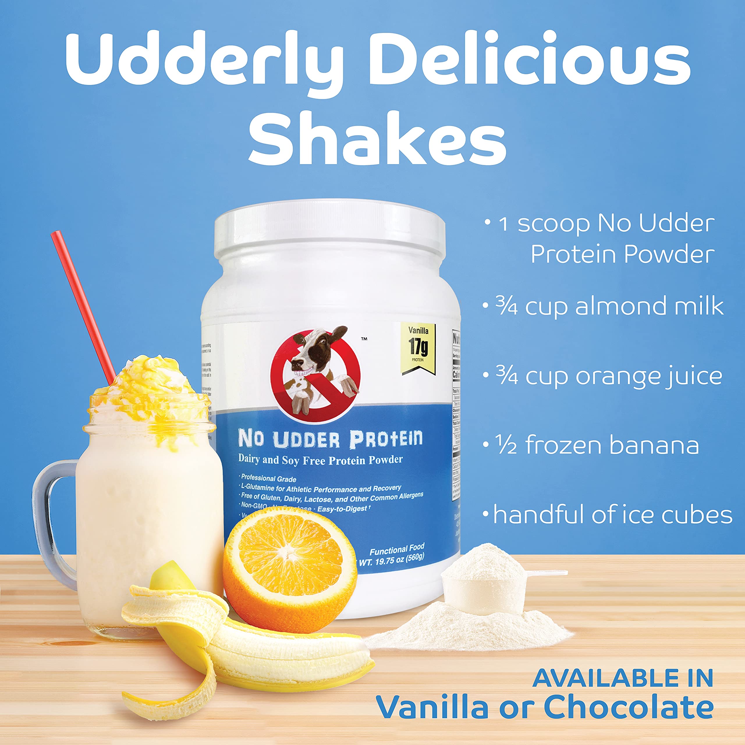 Vegan Protein Powder - Dairy Free, Soy Free, No Udder Protein - Vanilla Delight Flavor | Plant-Based Protein Supplement for Smoothies, Baking & Post-Workout Recovery