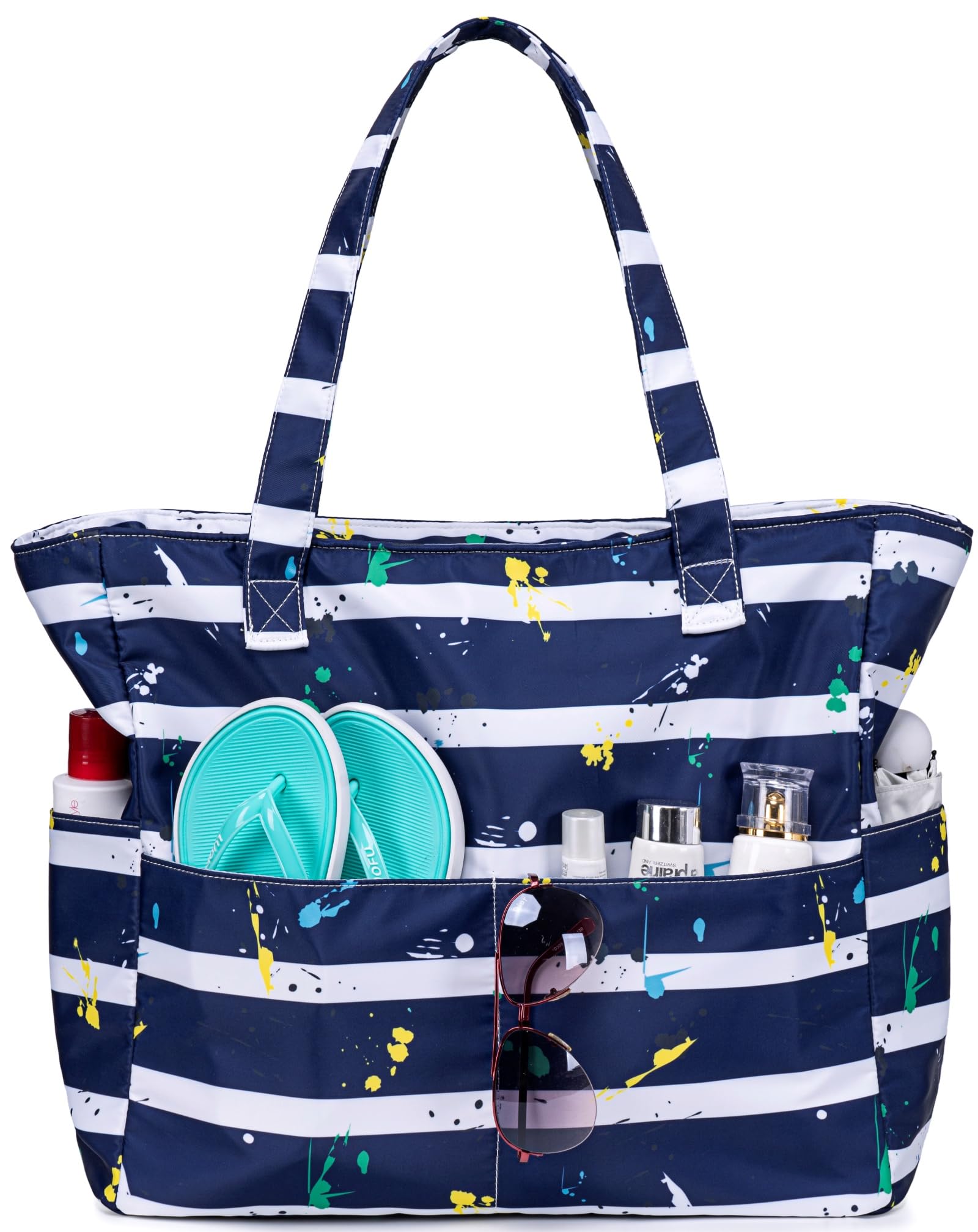 Waterproof Sandproof Beach Tote Bag for Women - Large Zippered Pool Bag with Wet Pocket - Perfect for Gym, Grocery Shopping, Travel & Beach Outings
