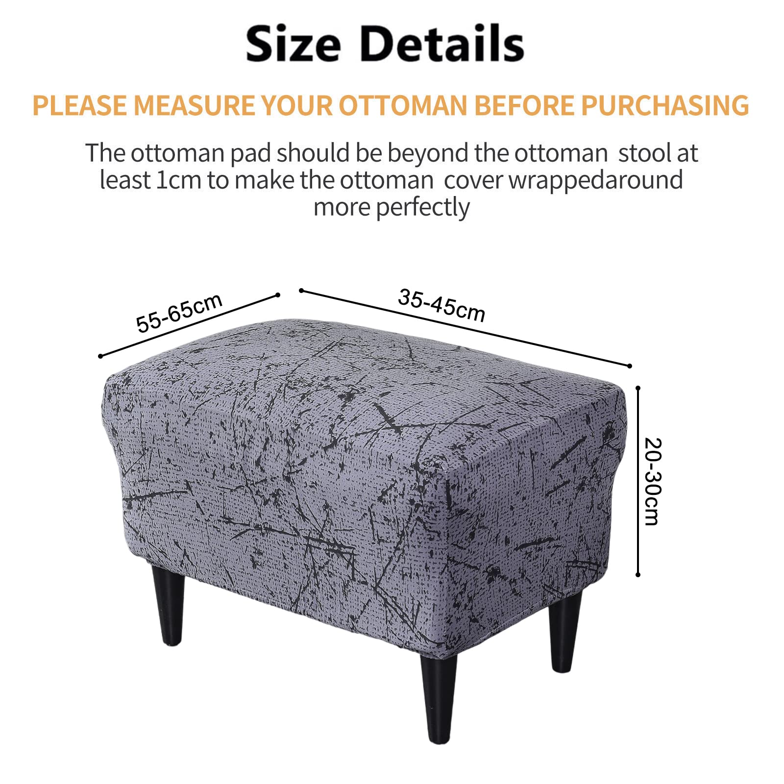 CRFATOP X-Large Ottoman Chair Cover - Stretchable Printed Rectangle Storage Stool Slipcover with Elastic Bottom (22