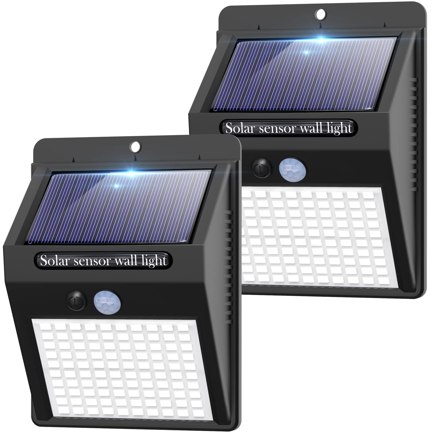 2 Pack Solar Motion Sensor Lights Outdoor - 100 LED Wireless IP65 Waterproof Security Lights with 3 Modes - Solar Powered Wall Lights for Front Door, Backyard, Garage, Deck, Pathway & Garden Lighting