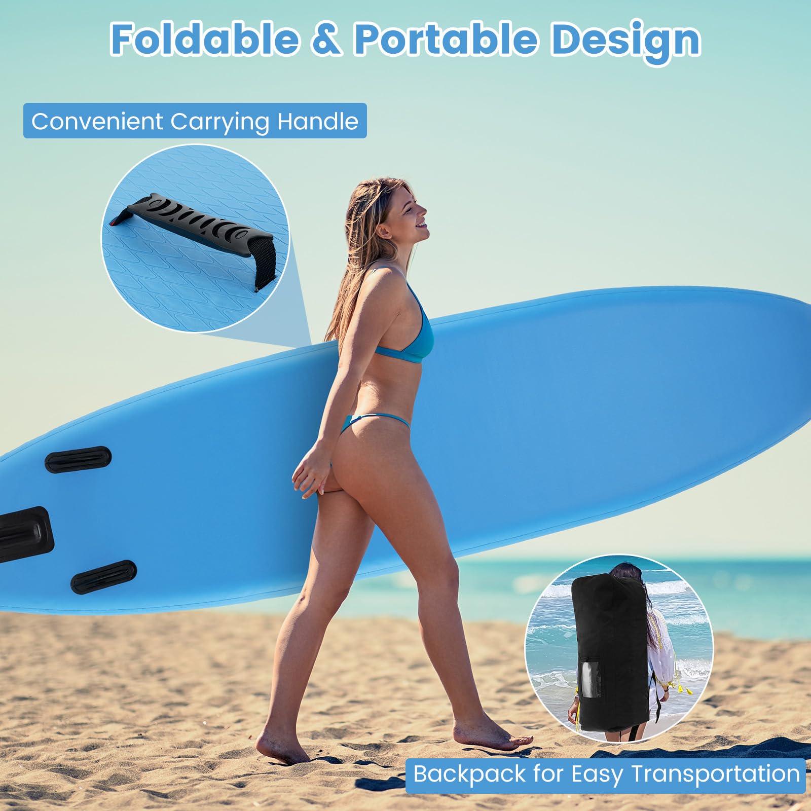 GYMAX Inflatable Stand Up Paddle Board 9.8'/10'/11' x 6