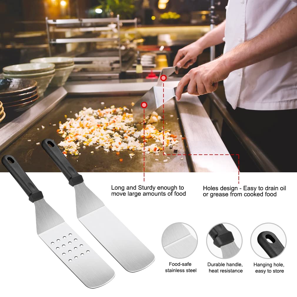 39PCS Stainless Steel Griddle Accessories Kit - BBQ Grill Tools Set for Blackstone & Camp Chef - Includes Spatula, Basting Cover, Chopper, Scraper, Bottle, Tongs & Egg Mold - Perfect for Outdoor Cooking, Camping & Backyard Grilling Parties