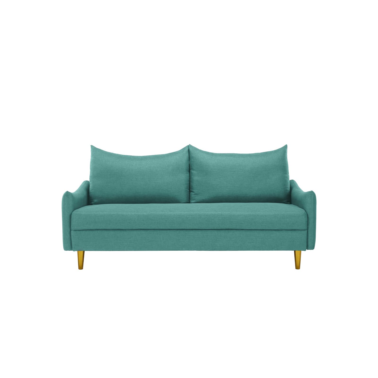 Pouseayar Modern Loveseat Sofa - 2-Seat Comfortable Couch with Soft Fabric Upholstery & Gold Metal Legs, Low Back Design for Small Spaces - Perfect for Living Room, Office, Apartment & Dorm (Light Green) | Compact Seating Solution for Cozy Home Decor & Small Space Optimization