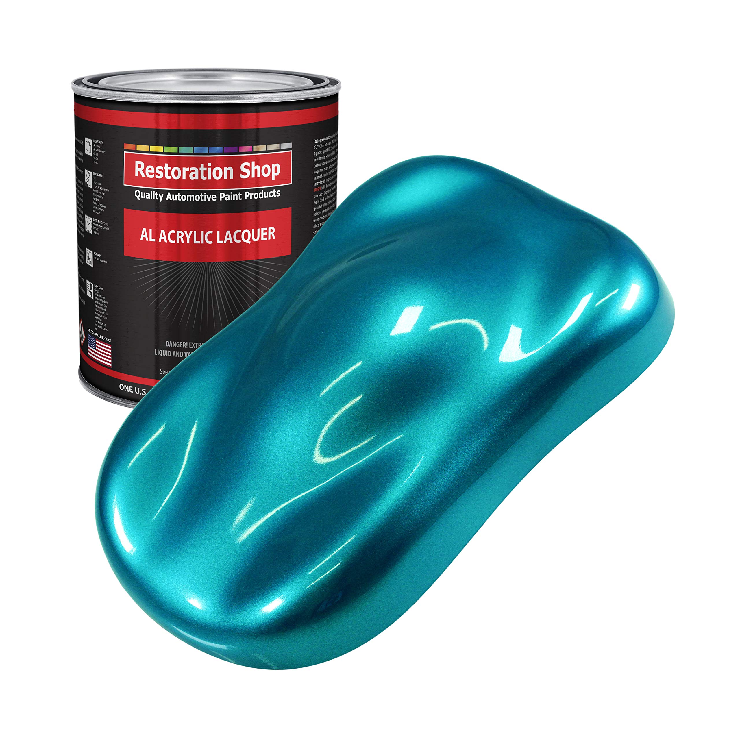 Restoration Shop - Teal Green Metallic Acrylic Lacquer Auto Paint (1 Gallon) - Professional Gloss Finish for Cars, Trucks, Guitars & Furniture - High-Quality Refinishing Coating - Perfect for Automotive Restoration & DIY Projects