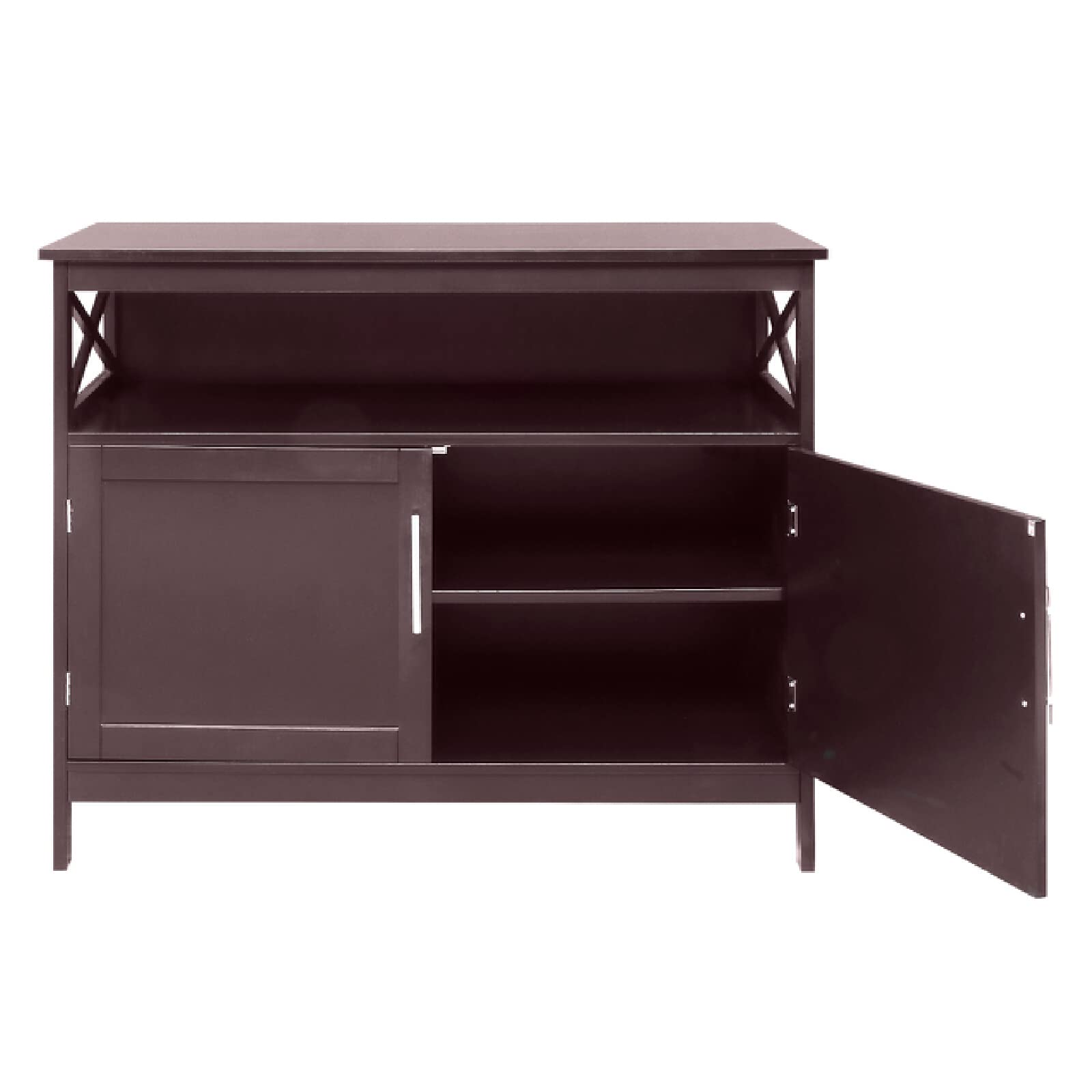 Modern 2-Door Accent Cabinet - Freestanding Sideboard Buffet with Storage, Multi-Purpose Server Cupboard for Dining Room, Hallway, Bathroom & Entryway - Brown Wood Console Table (Perfect for Home Decor, Storage & Display)