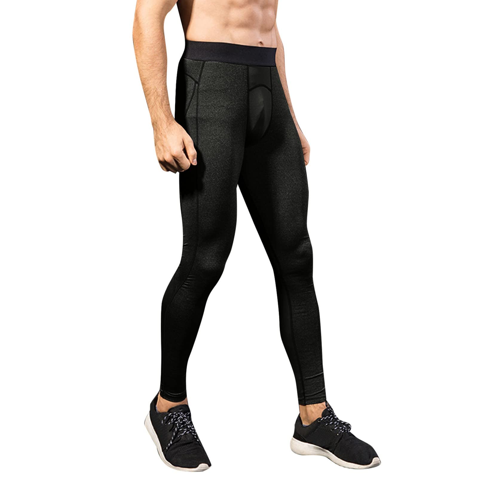 Men's Winter Running Leggings - Red/Black Compression Pants for Gym & Workouts