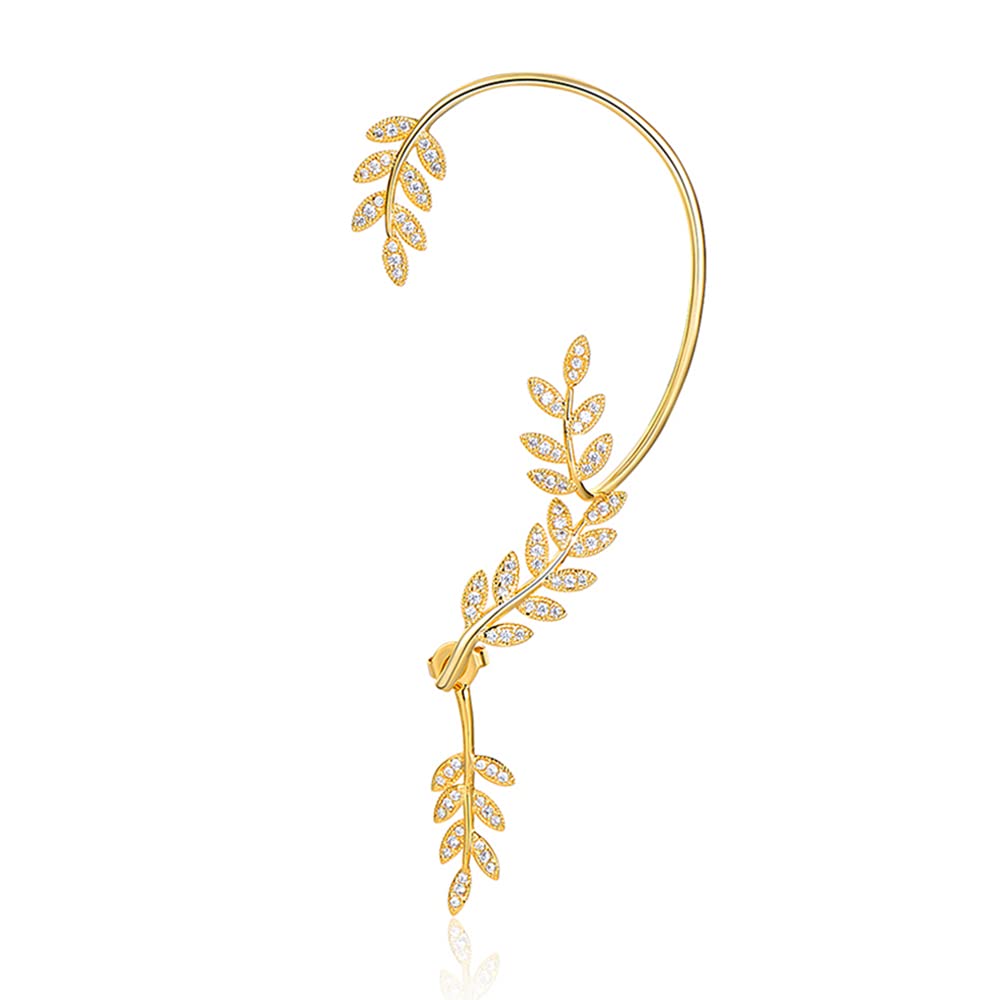 Vercret Gold Cuff Earrings for Women - Adjustable Cartilage Ear Cuff with CZ Stones, No Piercing Wrap Around Ear Clip - Perfect for Parties, Weddings & Everyday Wear