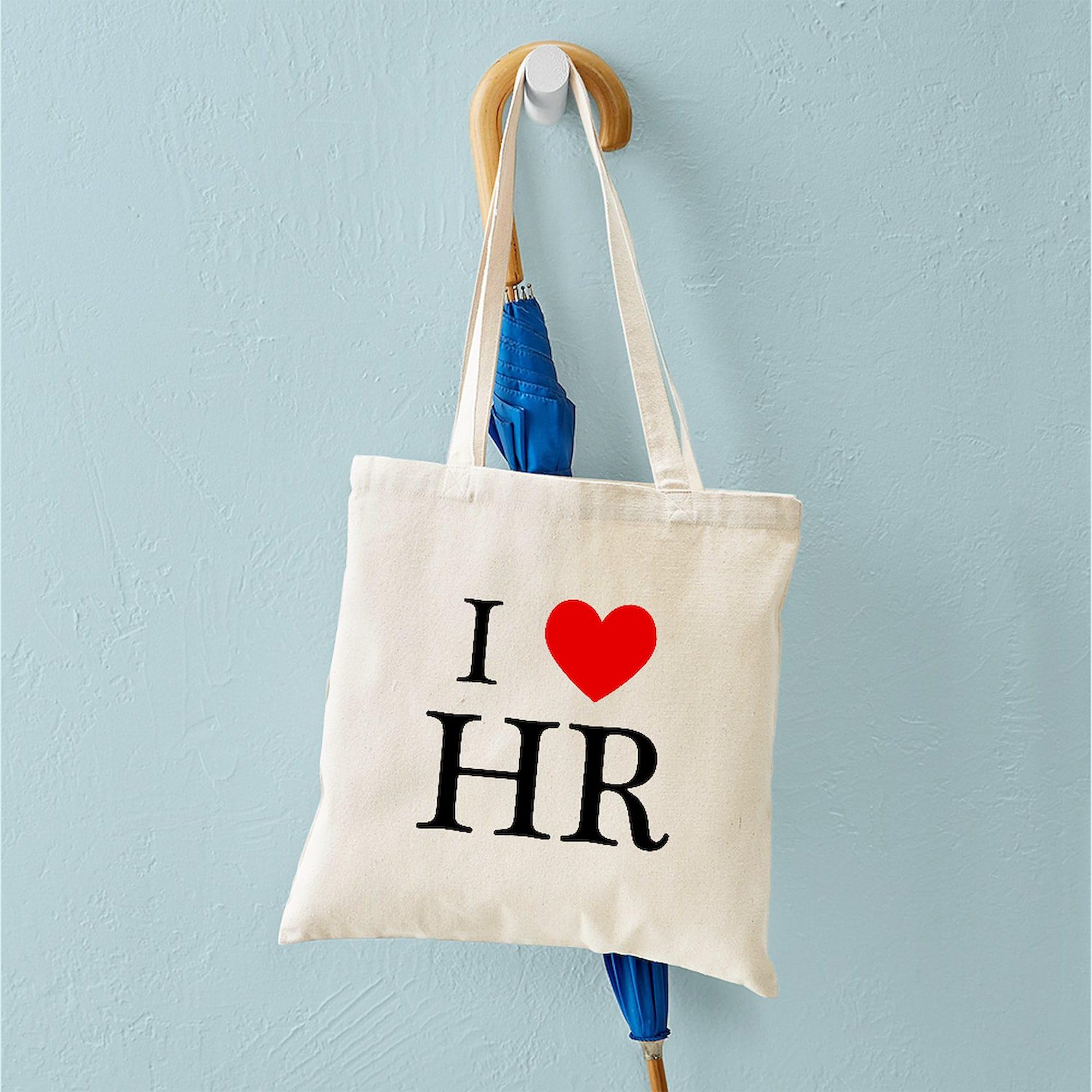 I Heart HR Tote Bag - Natural Canvas Reusable Shopping Bag for Work, Groceries & Everyday Use | Eco-Friendly & Durable
