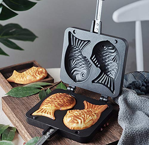 Japanese Taiyaki Fish Shaped Waffle Maker - 2-Sided Cast Iron Baking Pan for Homemade Desserts, DIY Cooking & Housewarming Gifts | Perfect for Japanese Snacks, Breakfast & Party Food