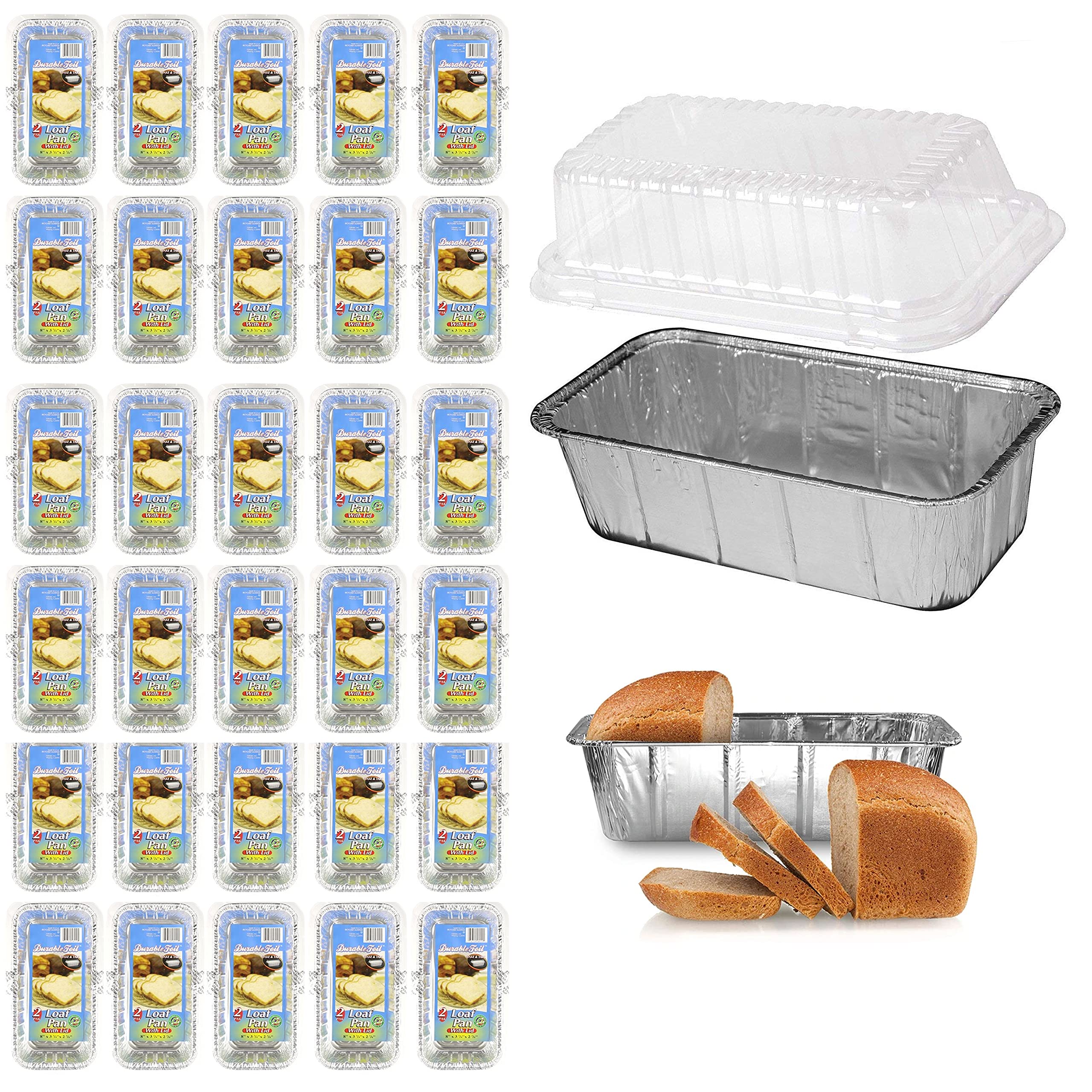 60-Pack 2LB Disposable Aluminum Loaf Pans with Lids - 8