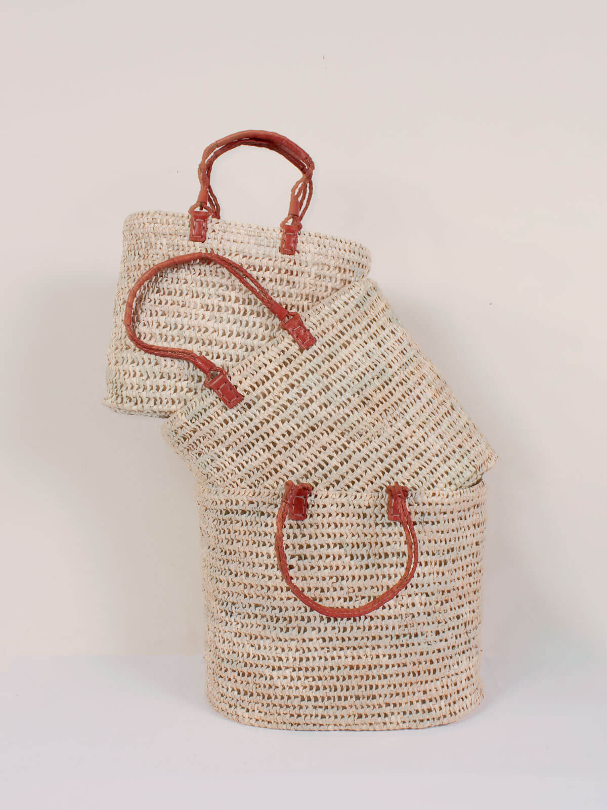 Pleated Leather Handle Basket in Terracotta - Stylish Storage for Home Decor, Organizing Blankets, Toys & Magazines - Perfect for Living Room, Bedroom & Nursery