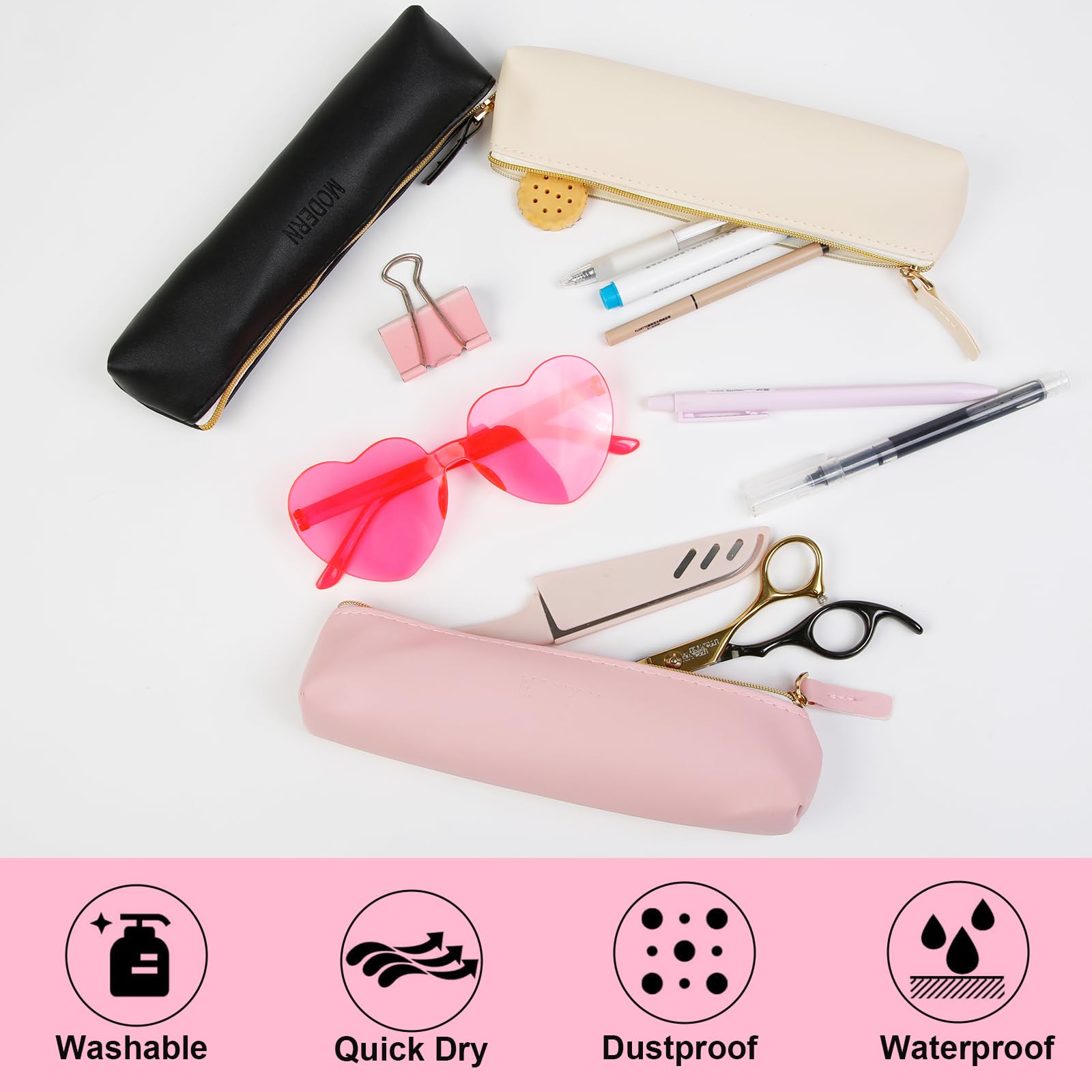 6Pcs Mini Leather Cosmetic Bags for Women - Travel & Daily Use