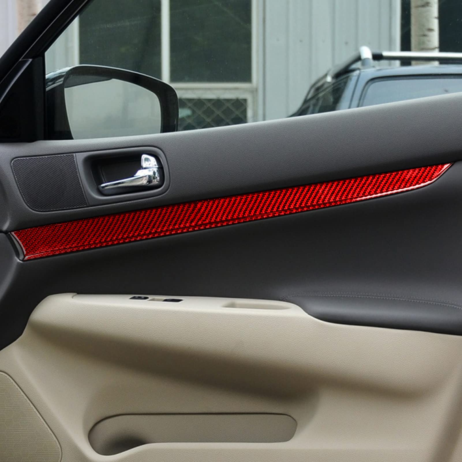 8pcs Carbon Fiber Car Door Trim Stickers for G37/Q60 2010-2015 - Red Interior Accessories for Car Customization