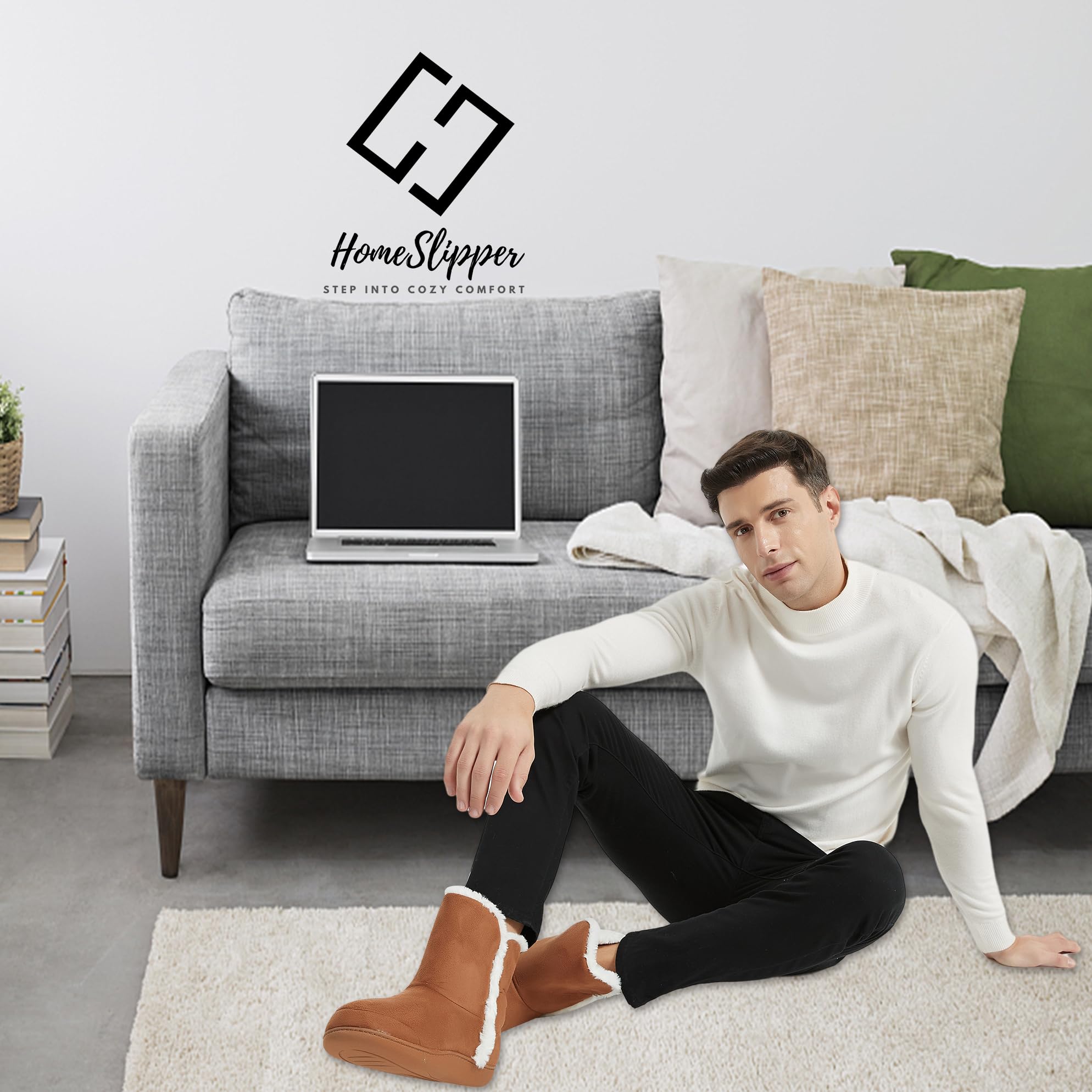**Men's Winter Memory Foam Slippers - Soft Warm Indoor House Boots for Cozy Home Comfort | Perfect for Lounging & Relaxing**
