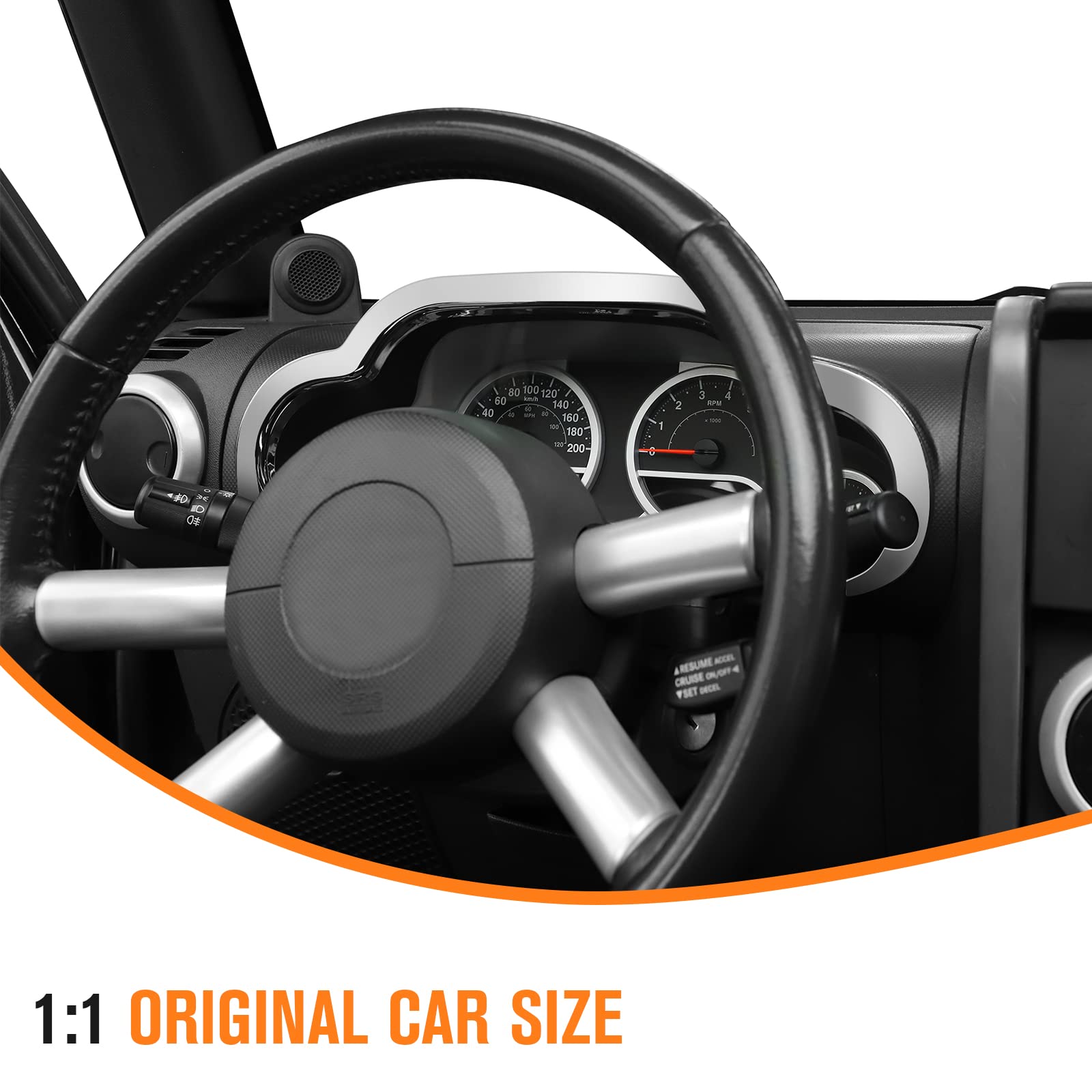 Chrome Dashboard Instrument Panel Trim Cover for Jeep Wrangler JK & Unlimited 2/4 Door 2007-2010 | Interior Accessories Upgrade | Perfect for Off-Roading & Customization