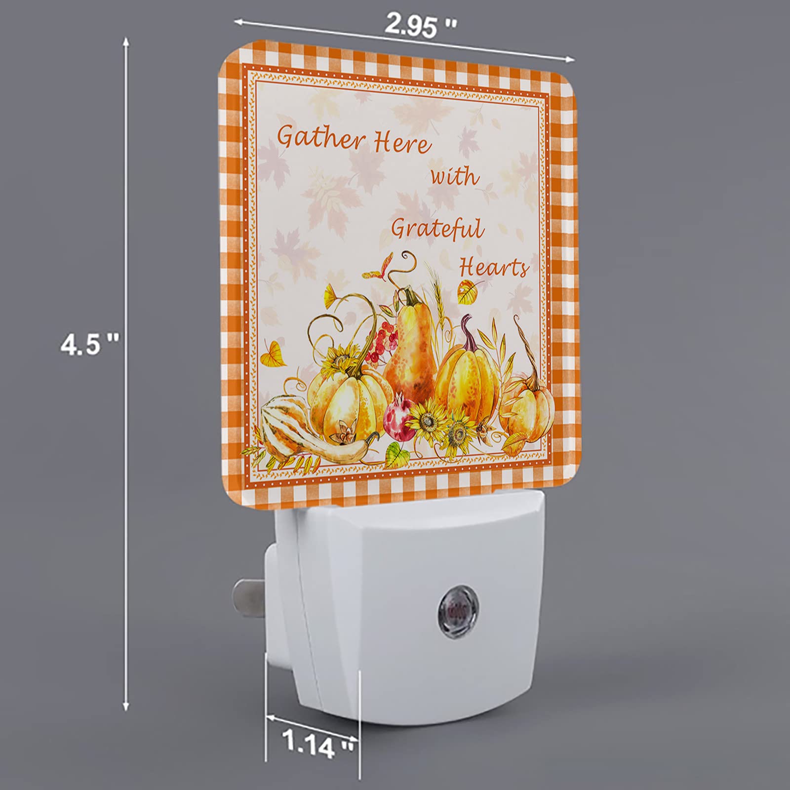 **Kids Night Light Plug-in Wall LED Lamp with Dusk-to-Dawn Sensor - Fall Harvest Orange Pumpkin Shape for Nursery, Bedroom, Bathroom, Hallway & Stairs - Perfect for Baby, Toddler & Home Decor**    *(Ideal for soothing night-time fears, creating a cozy ambiance, and providing safe navigation in dark spaces.)*