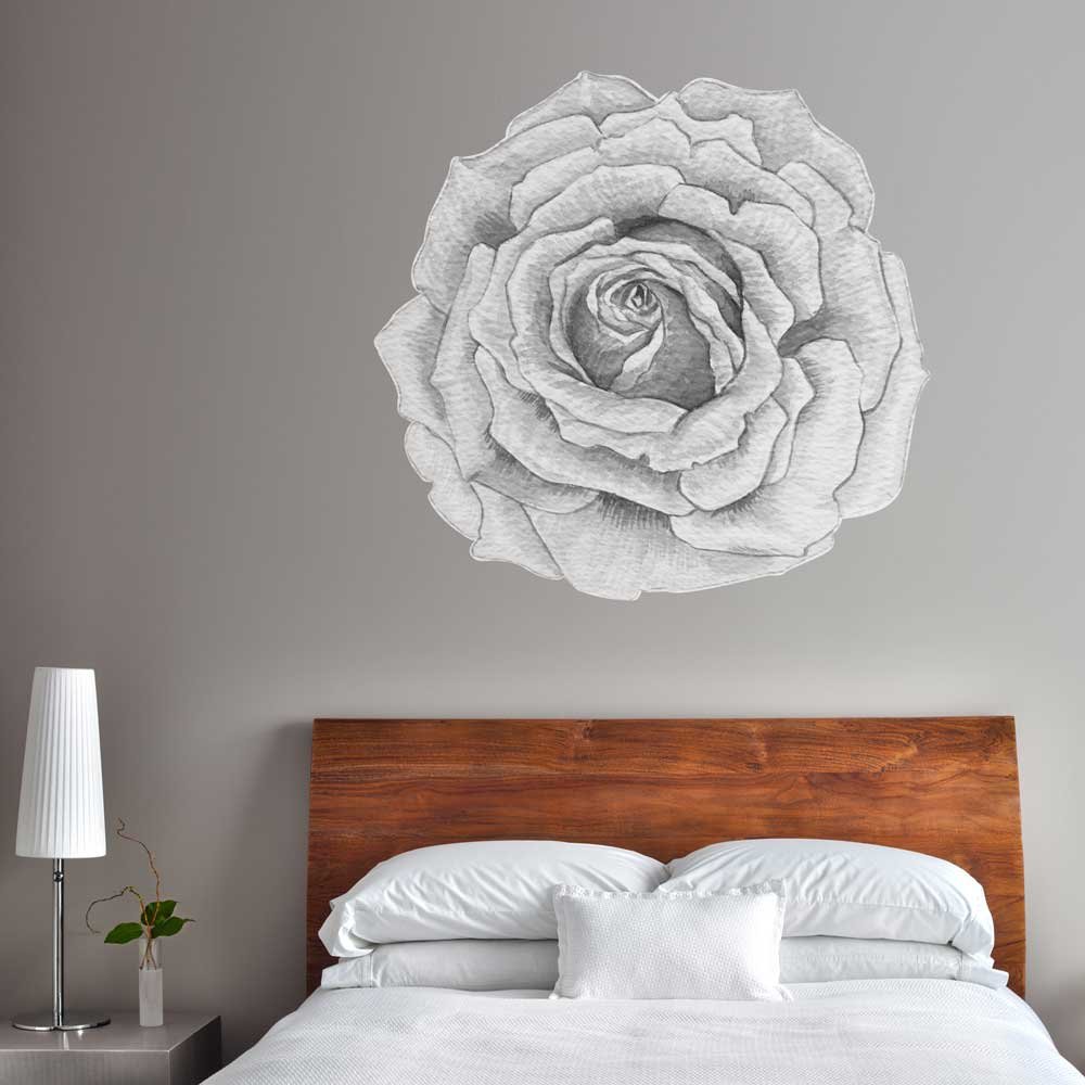 White & Grey Rose Watercolor Wall Decal Set - Floral Removable Stickers for Home Decor | Perfect for Bedroom, Nursery, Living Room & Office Walls