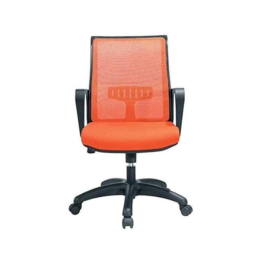 Ergonomic Office Chair with Lumbar Support & Mesh Back - Adjustable Height Computer Desk Task Chair with Armrests - Orange (Perfect for Home Office, Gaming & Workspaces)