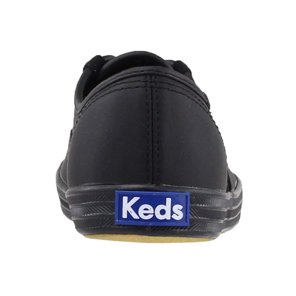 Keds Women's Champion Black Leather Sneakers Wide Width 9.5 - Comfortable Casual Shoes for Walking, Work & Everyday Wear