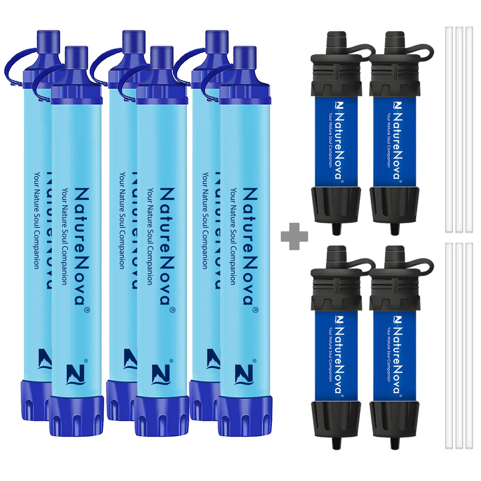 **6-Pack Portable Water Filter Straws for Outdoor Survival & Emergency – Mini Personal Water Filtration System for Hiking, Camping & Travel (Blue, 4-Pack Included)**