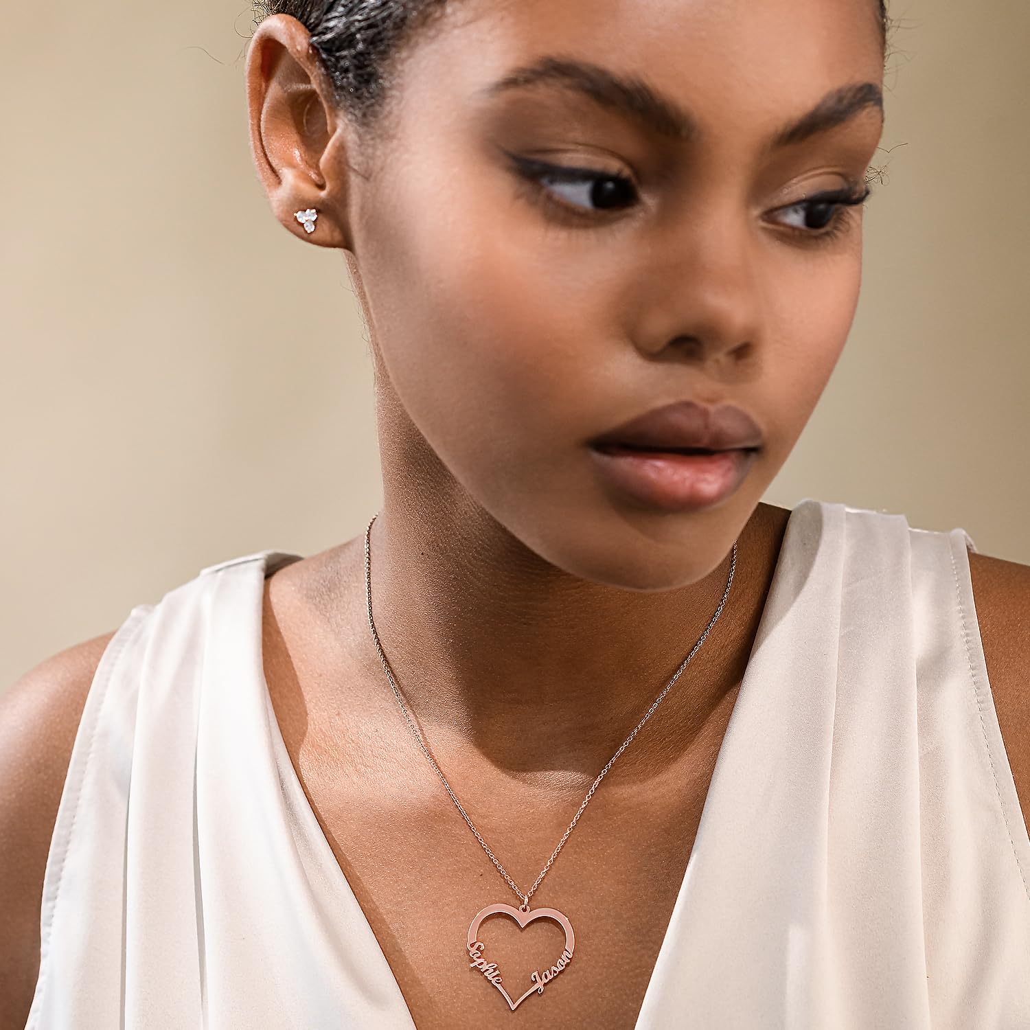 Custom Engraved Heart Pendant Necklace for Women - Personalized Jewelry Gift with Diamond Option - Elegant Necklace for Mom, Wife, Girlfriend - Perfect for Valentine's Day, Anniversary & Mother's Day | Romantic Keepsake for Special Occasions