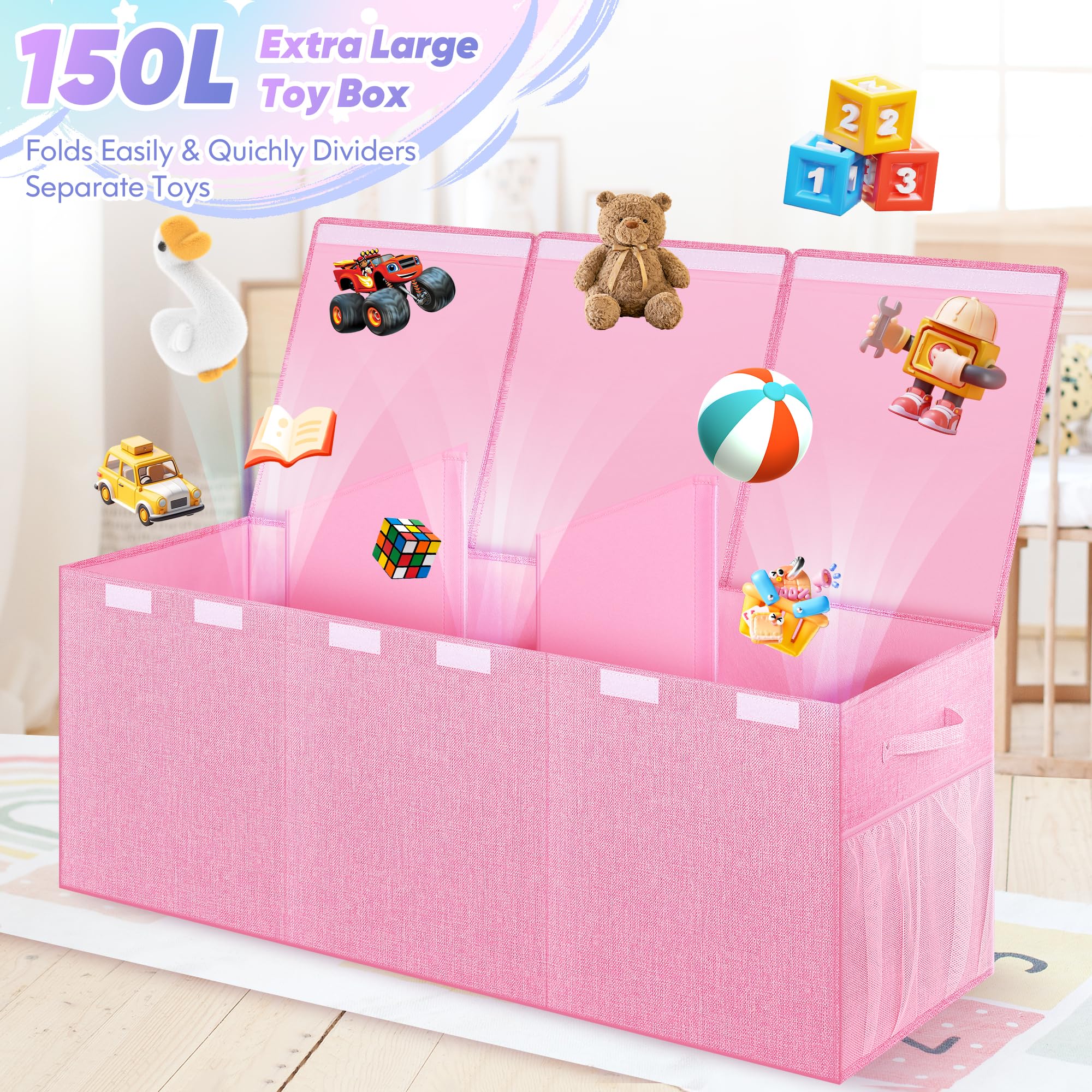 Mabahoo Extra Large Collapsible Toy Storage Organizer with Mesh Pockets - 41