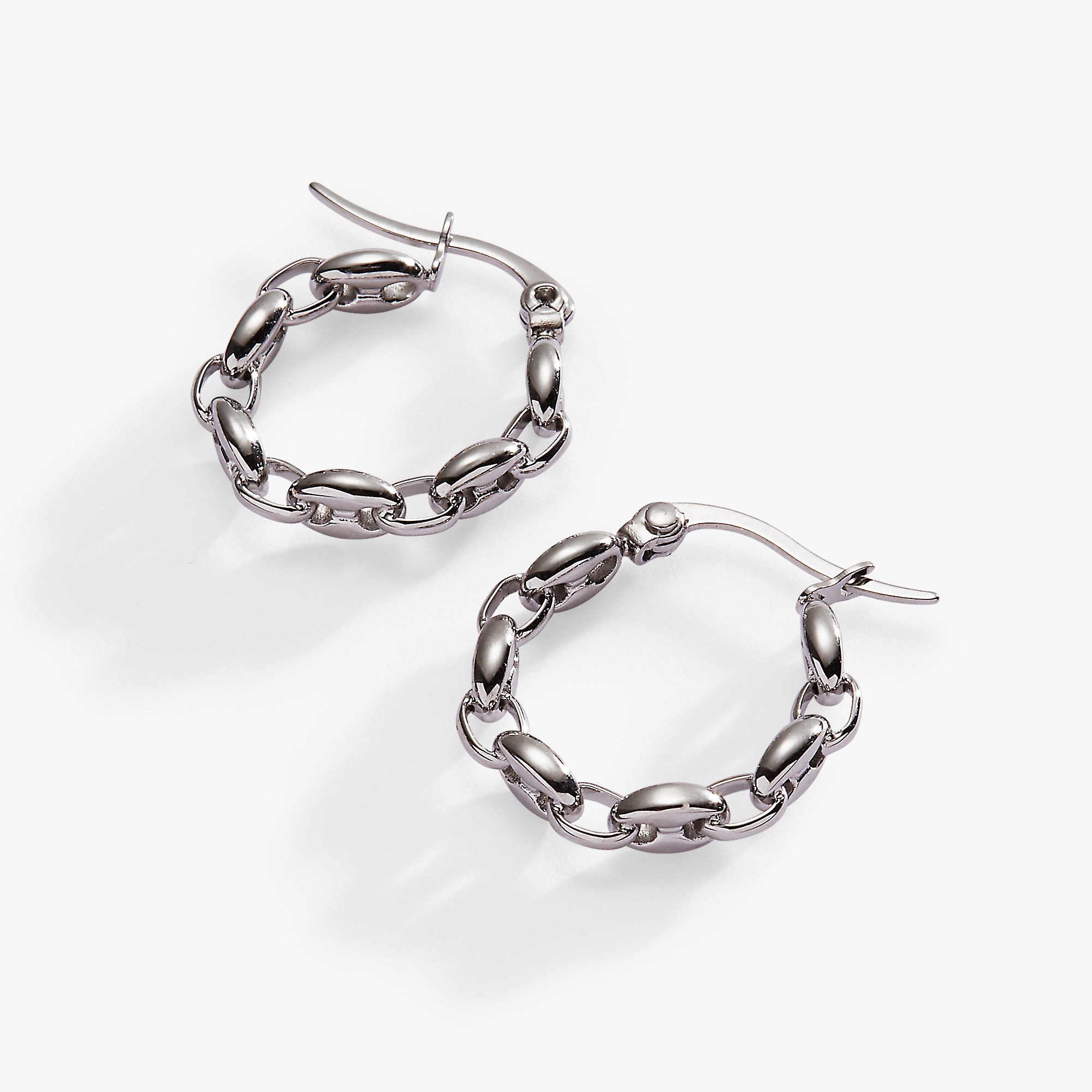 Frozen Mariner Chain Hoop Earrings - Sterling Silver Nautical Jewelry for Women | Perfect for Beach Vacations, Summer Outfits & Boho Style