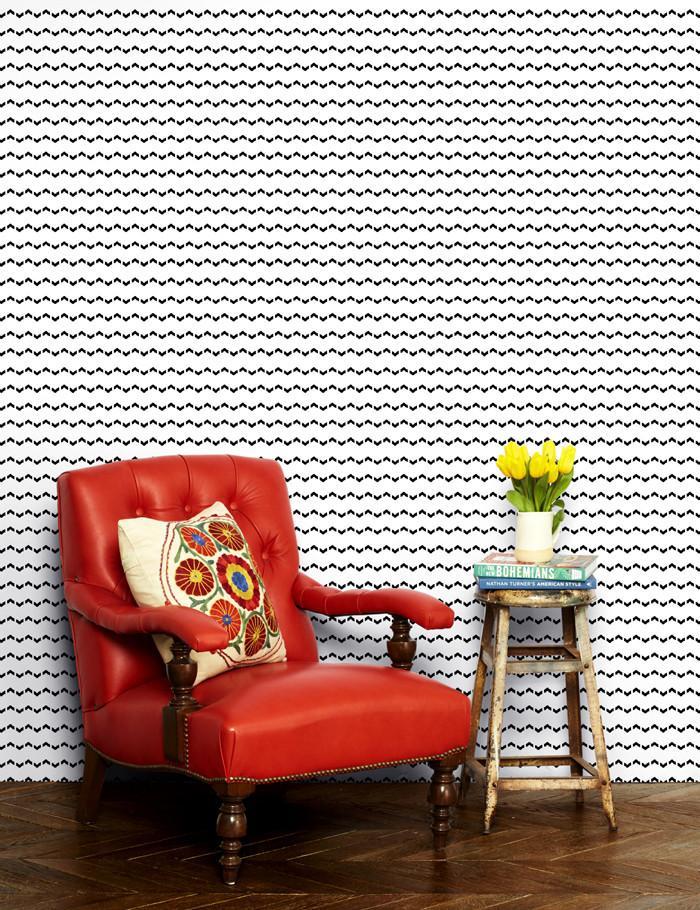 Kezmoh Zag Wallpaper by Wallshoppe - Premium Onyx Black Peel and Stick Wallpaper for Modern Home & Office Decor - Perfect for Accent Walls, Bedrooms, and Living Rooms