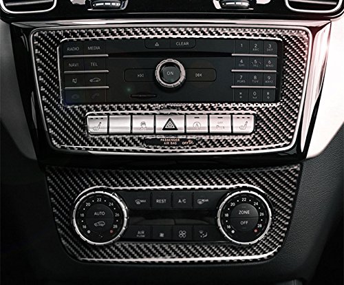 Premium Carbon Fiber Center Console & AC Panel Trim Cover Set (2pcs) for Mercedes-Benz GLE W166 Coupe C292 (2015-2019) - Upgrade Interior Styling & Protect from Scratches - Perfect for Car Enthusiasts & Luxury Vehicle Owners