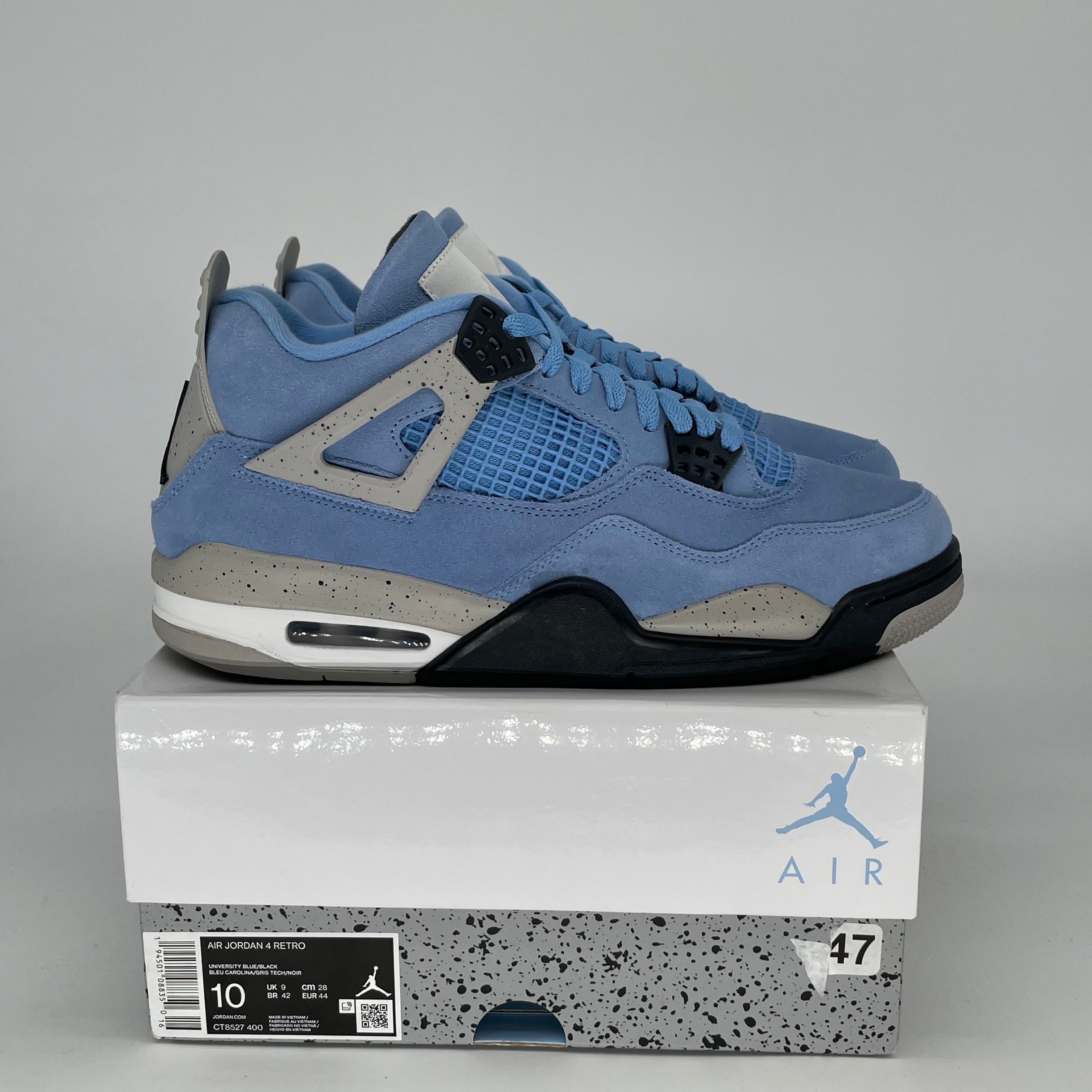 AIR JORDAN 4 UNIVERSITY BLUE Retro Sneakers - Men's Size 10/Women's Size 11.5 - Style Code CT8527-400 | Authentic Basketball Shoes for Streetwear & Sports Performance