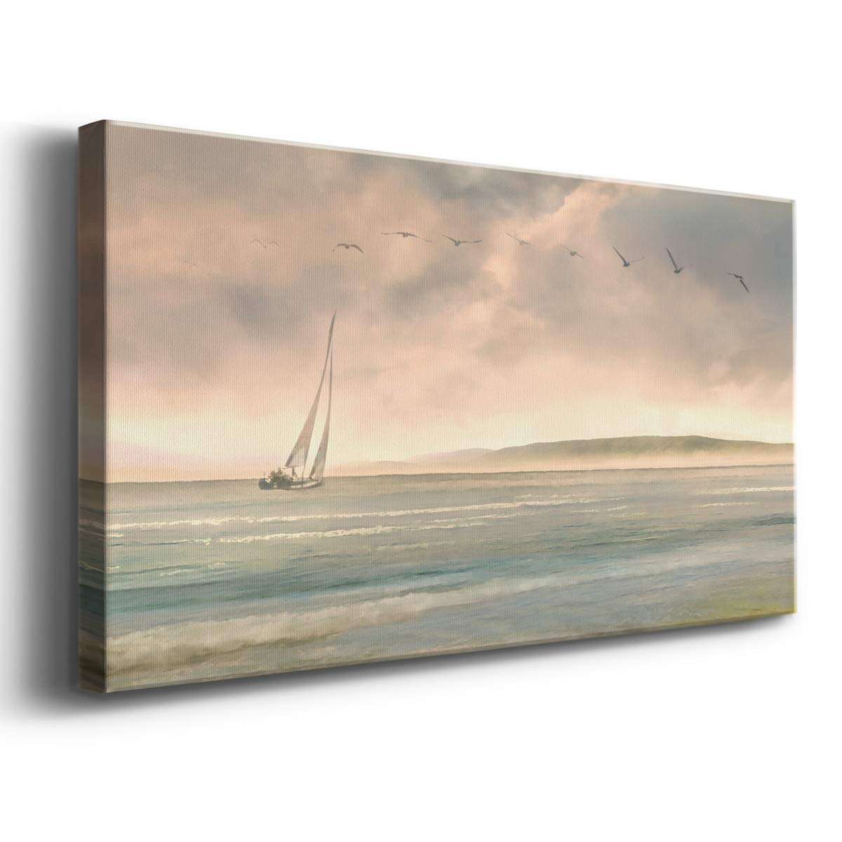 Modern Ocean Sailboat Canvas Wall Art - Blue Landscape Wall Decor for Living Room, Bedroom, Bathroom & Office - Ready to Hang 20
