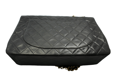 Vintage 1995 Chanel Jumbo XL Maxi Black Quilted Lambskin Single Flap Handbag - Luxury Designer Purse for Women | Perfect for Evening Events, Parties & Special Occasions