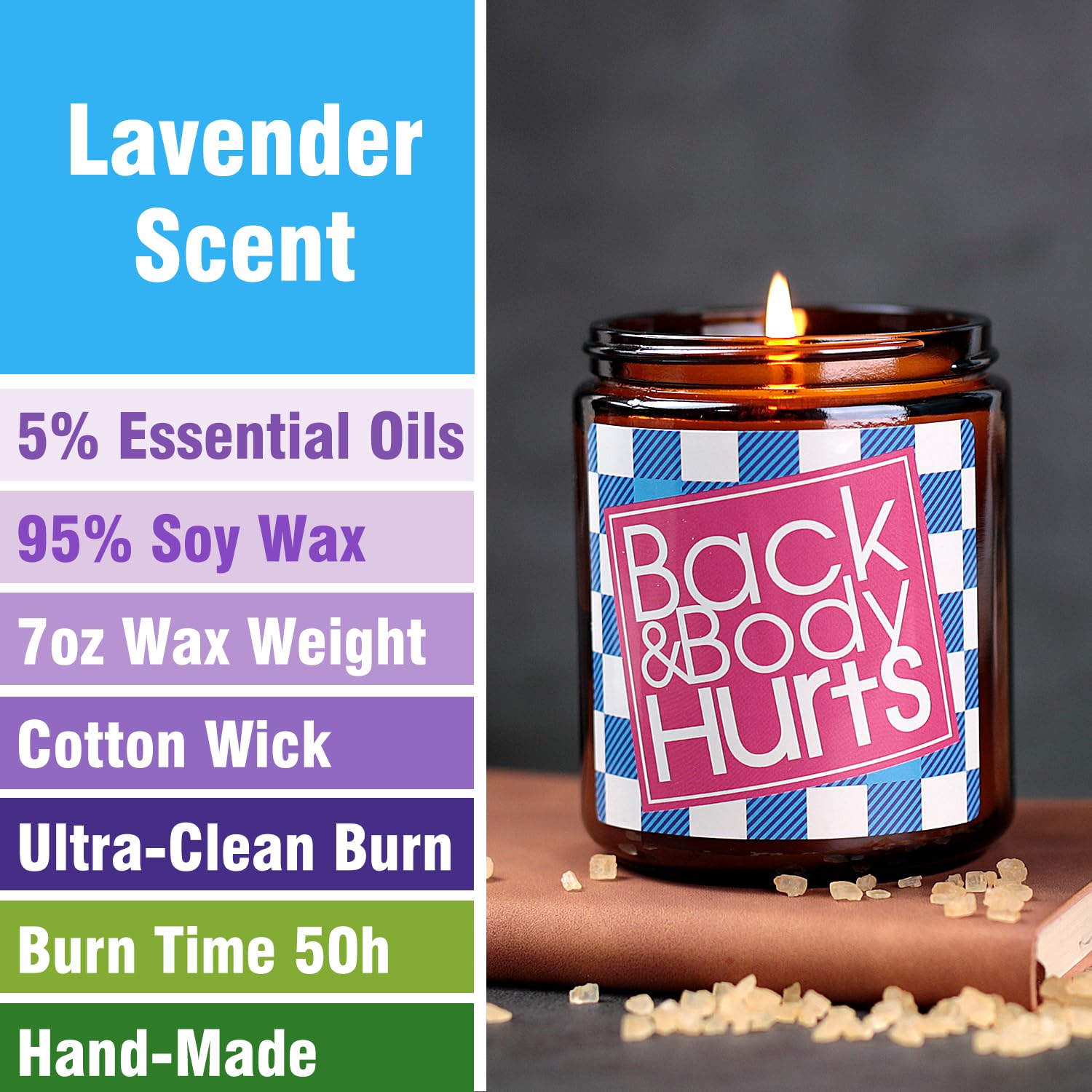 Funny Birthday Candles Gift for Women & Men - Unique Valentines Day Present for Her, Him, Mom, Dad, Wife, Husband, Sister & Best Friend - 30th 40th 50th 60th Birthday Candle with Humorous 'Back and Body Hurts' Design - Perfect for Parties, Anniversaries & Special Occasions