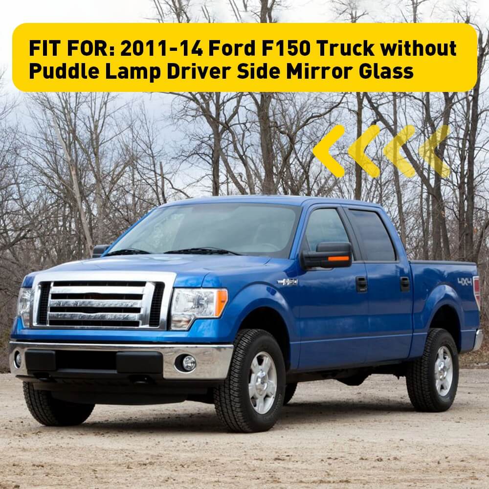 2011-2014 Ford F150 Left Driver Side Heated Mirror Glass with Blind Spot Detection - Replacement Auto Part for Enhanced Visibility & Safety (Perfect for Winter Driving & Lane Changing)