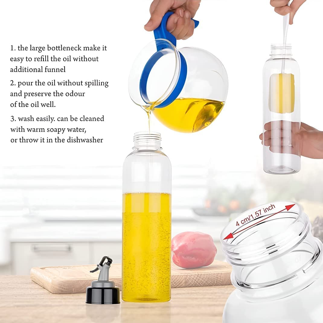 Nexellar 1000ml Transparent Leak-Proof Plastic Oil Vinegar Dispenser Bottle - Food Grade BPA-Free Kitchen Condiment Container for Cooking, Salad Dressing, Baking & Meal Prep - Easy Pour Sauce Bottle for Restaurants & Home Use