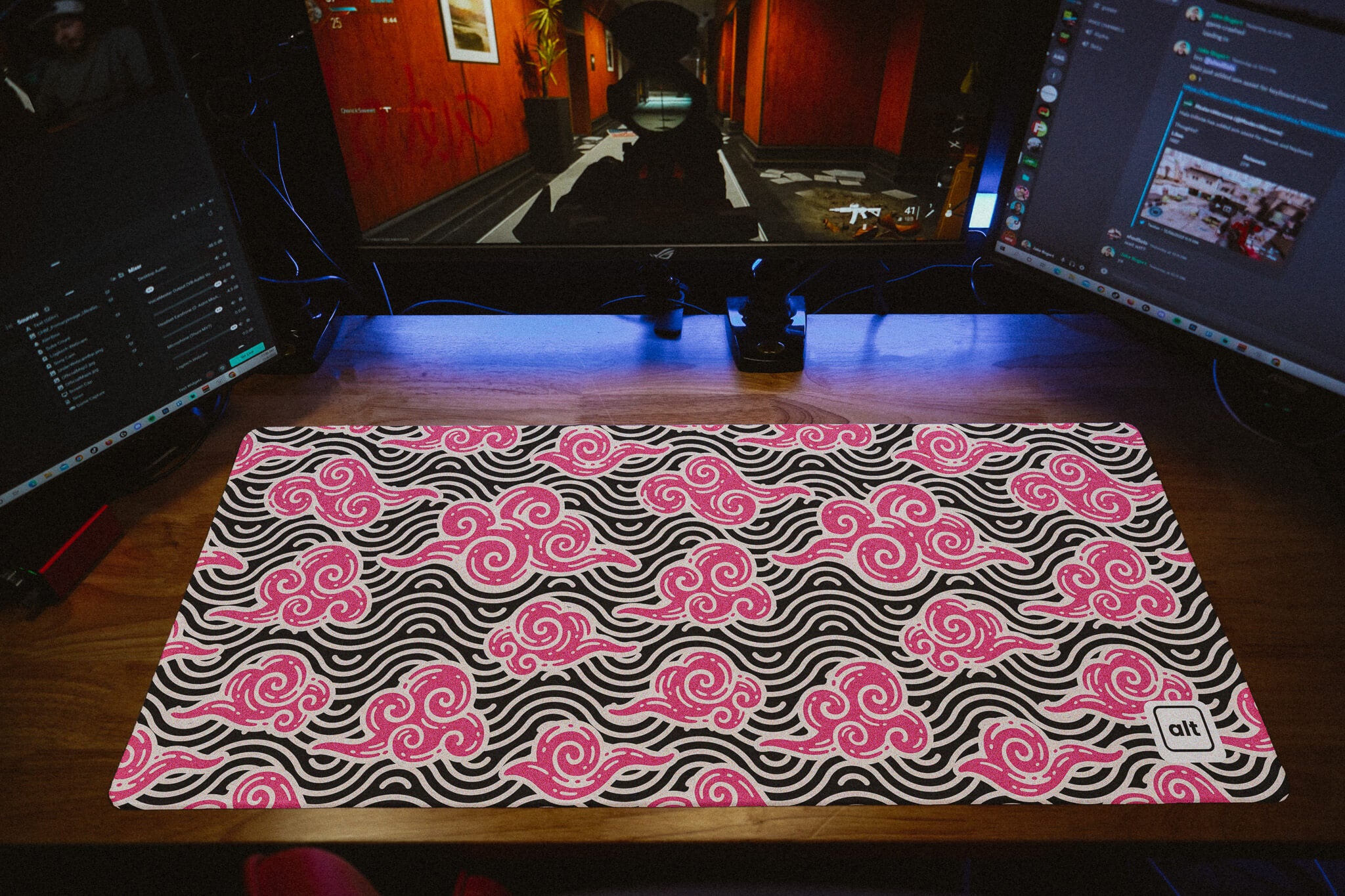 Pink Anime Clouds Gaming Mouse Pad - Soft Non-Slip Rubber Base for PC & Laptop - Perfect for Office, Gaming & Home Use